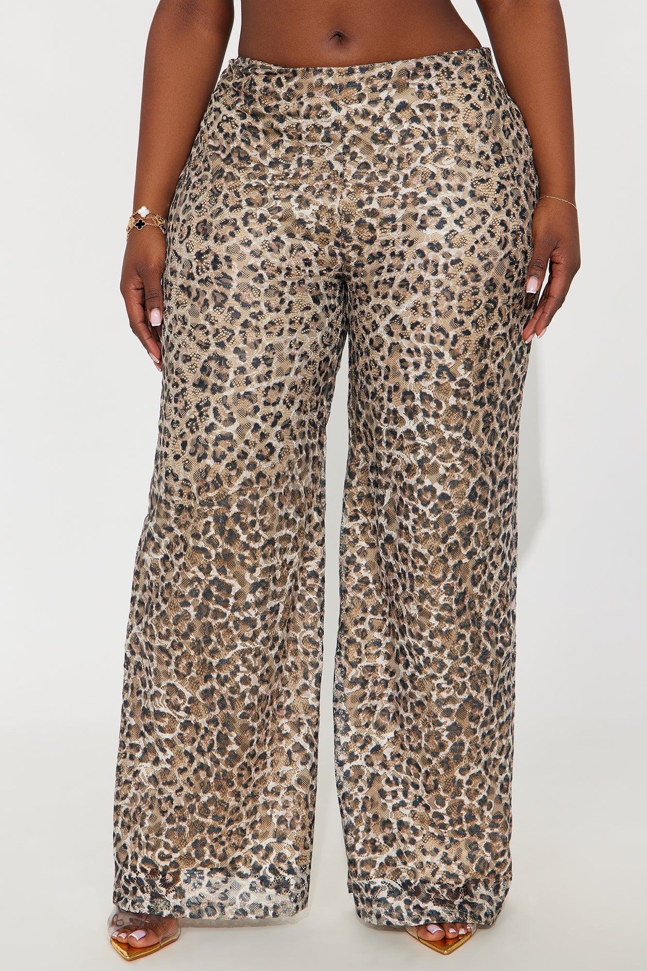 Locked In Leopard Lace Wide Leg Pant 33″ - Leopard