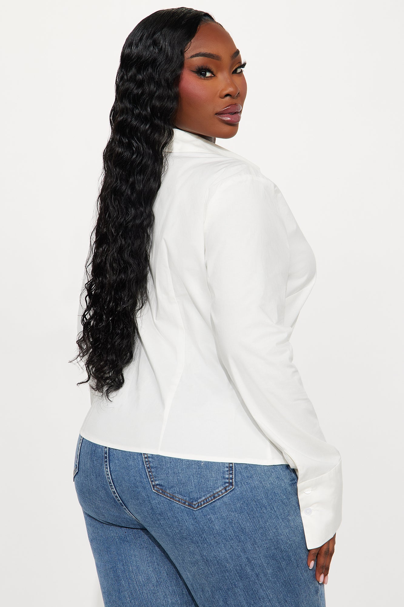 High Sensation Buckled Poplin Top - White