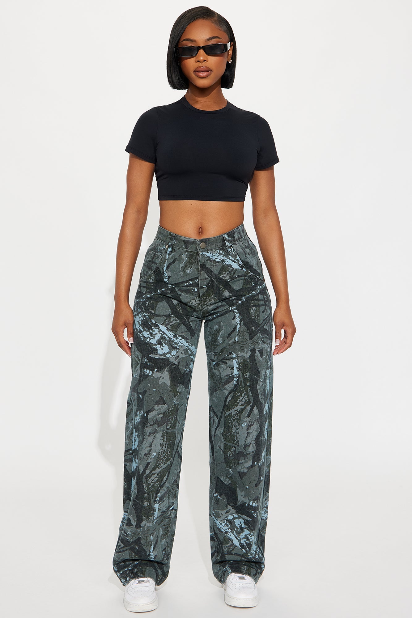 Open Season Straight Leg Jeans - Green/combo