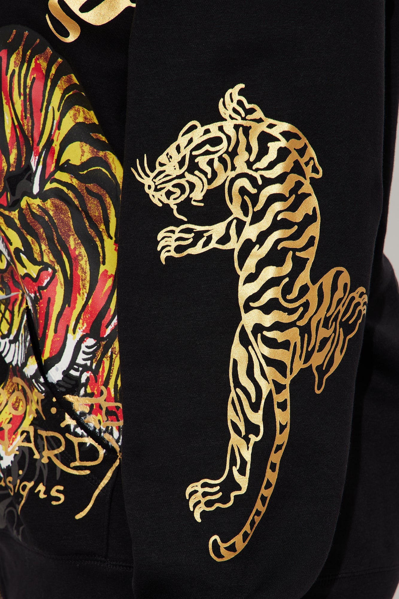 Ed Hardy Deja Vu Tiger Zip Up Hoodie - Black