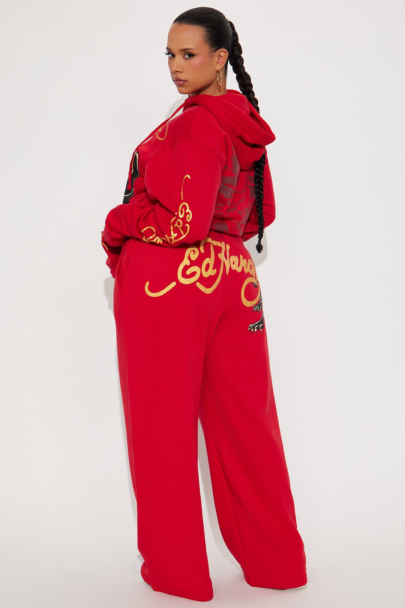 Ed Hardy Black Panther Wide Leg Pant - Red
