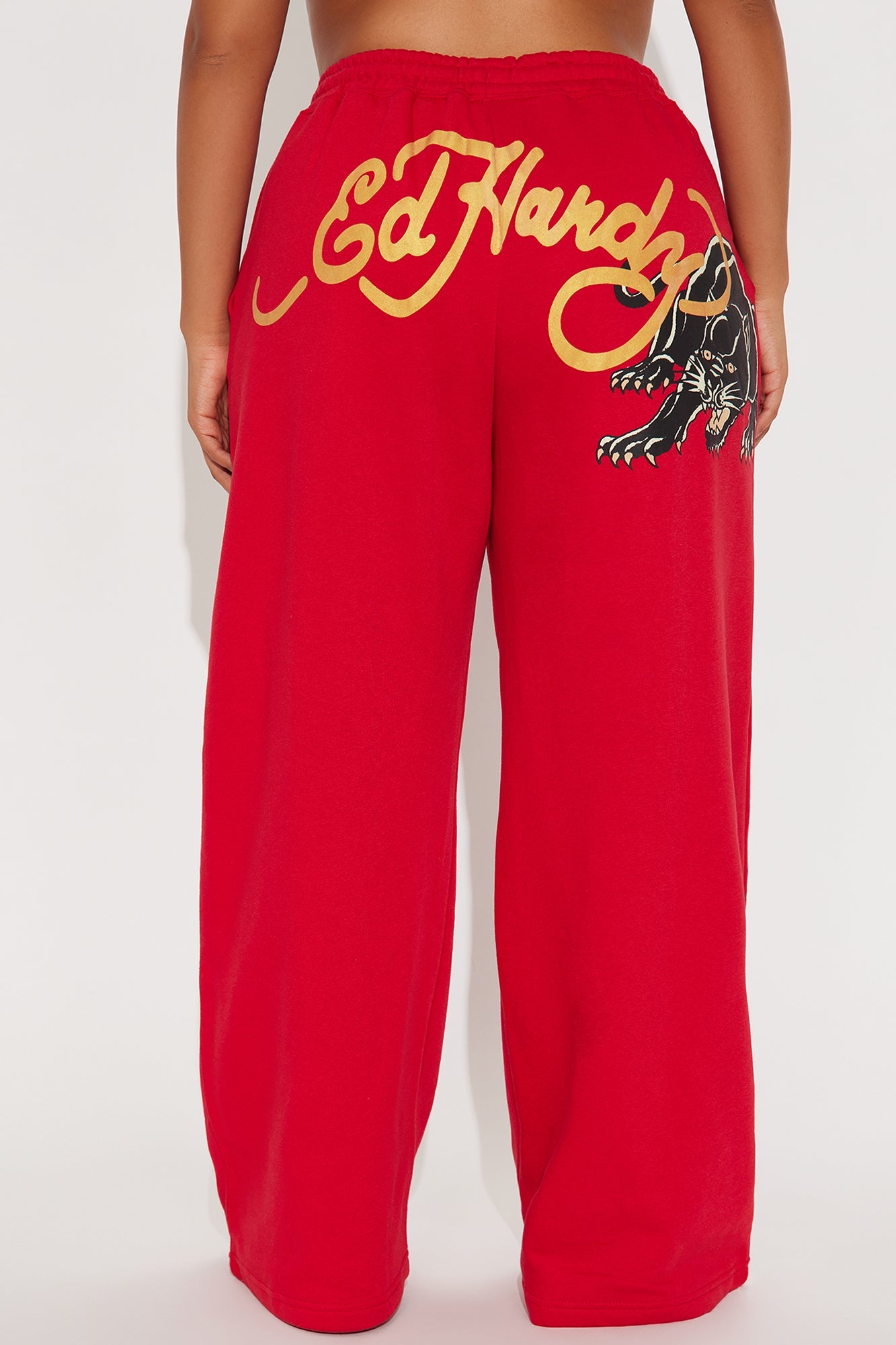 Ed Hardy Black Panther Wide Leg Pant - Red