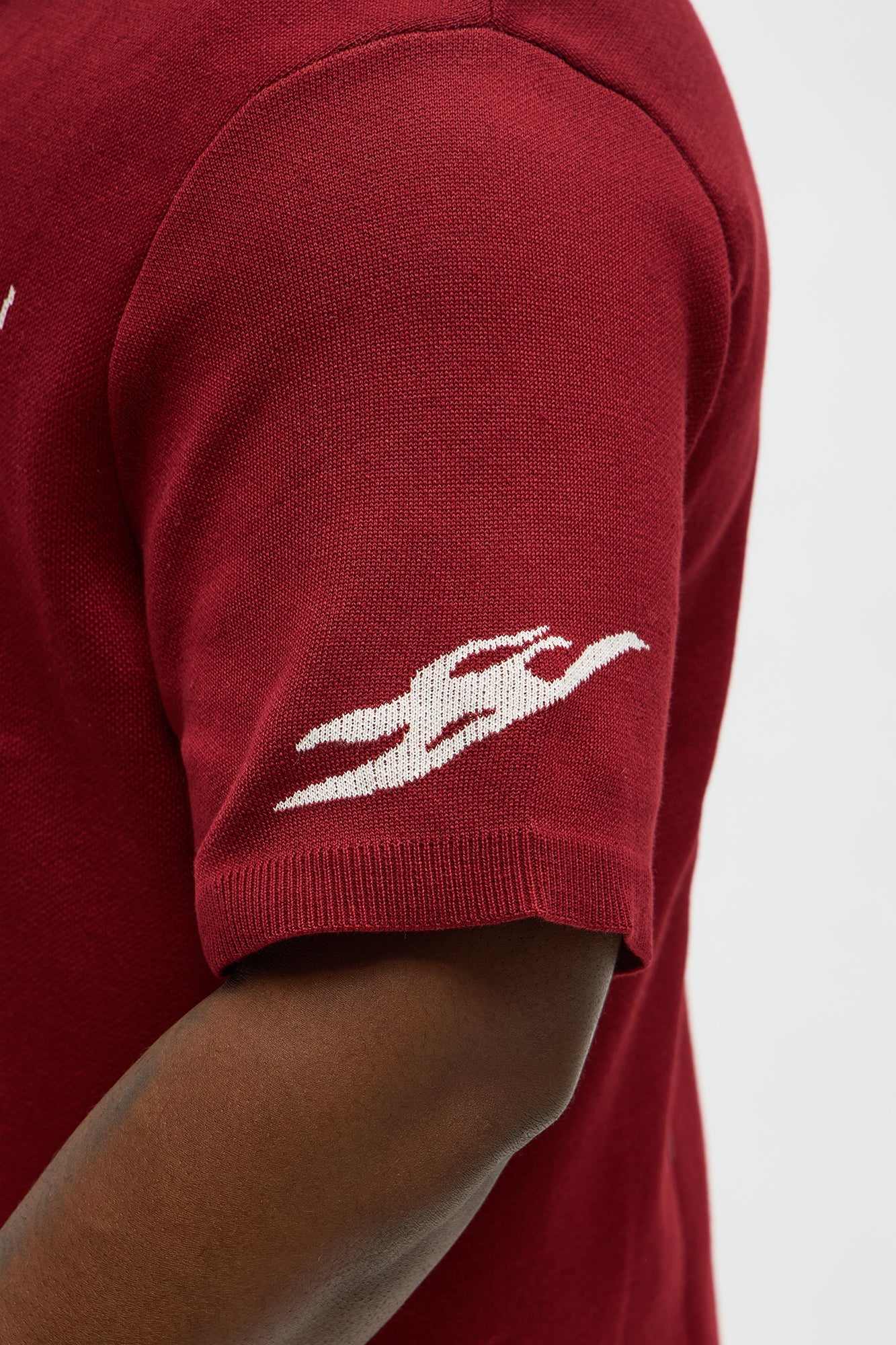 Regular Fit 13 Button Up Sweater Shirt - Red/White