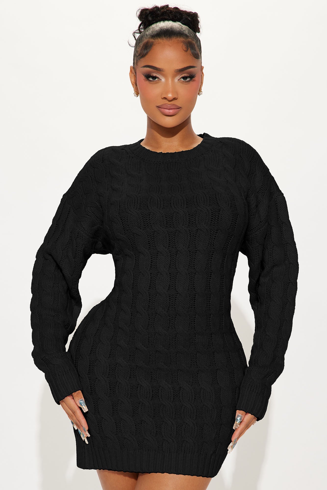 Bookworm Sweater Mini Dress - Black