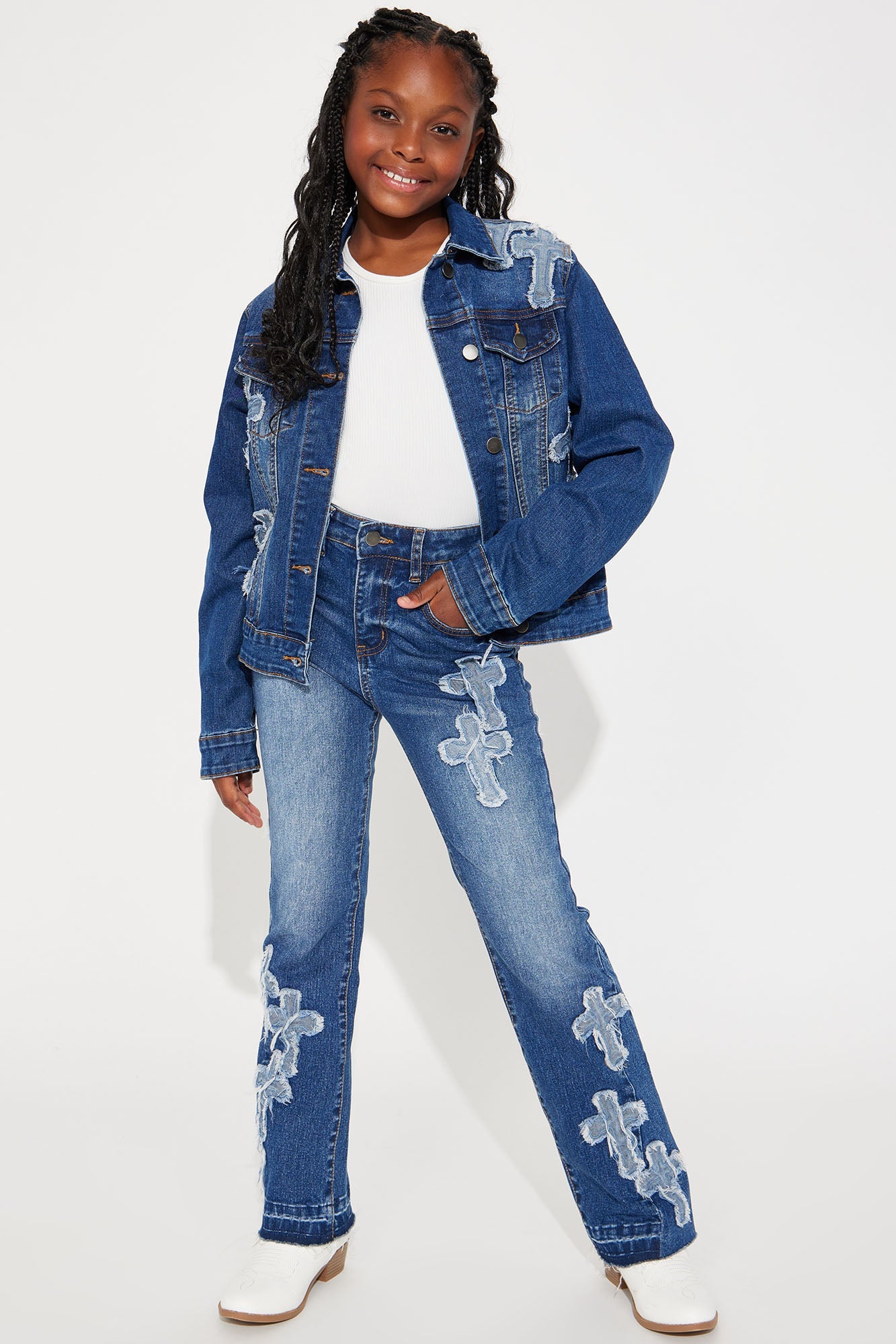 Mini Do I Ever Cross Your Mind Stacked Flare Jean - Medium Wash