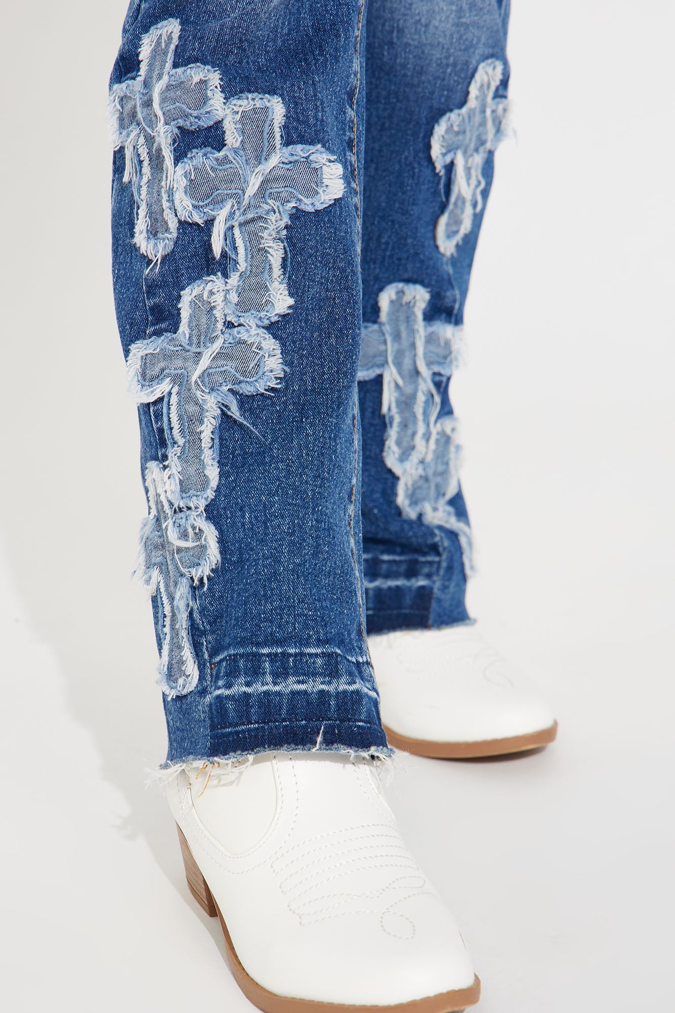 Mini Do I Ever Cross Your Mind Stacked Flare Jean - Medium Wash