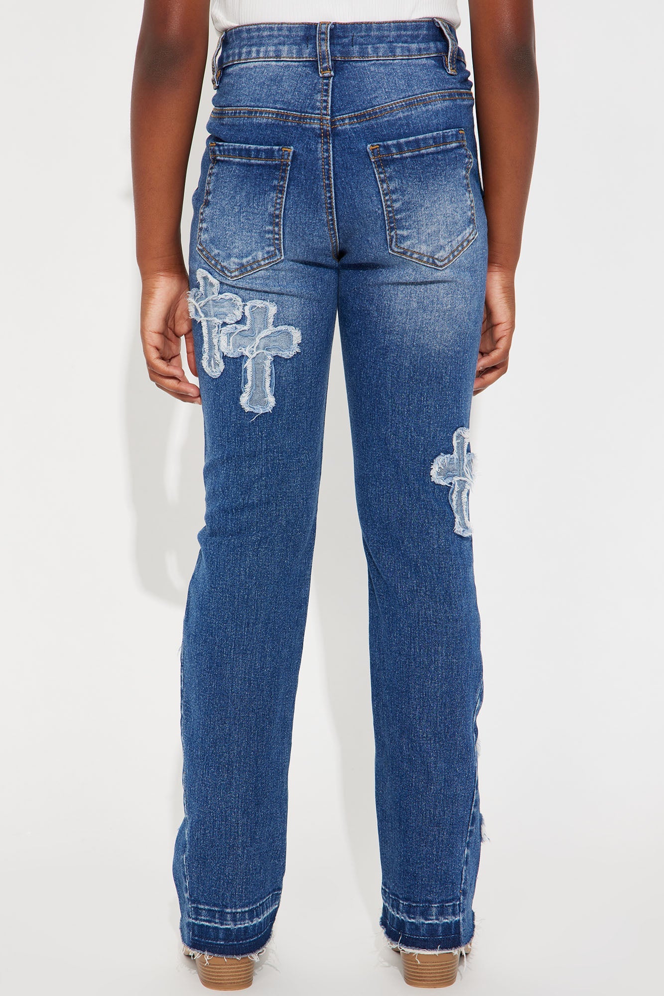 Mini Do I Ever Cross Your Mind Stacked Flare Jean - Medium Wash