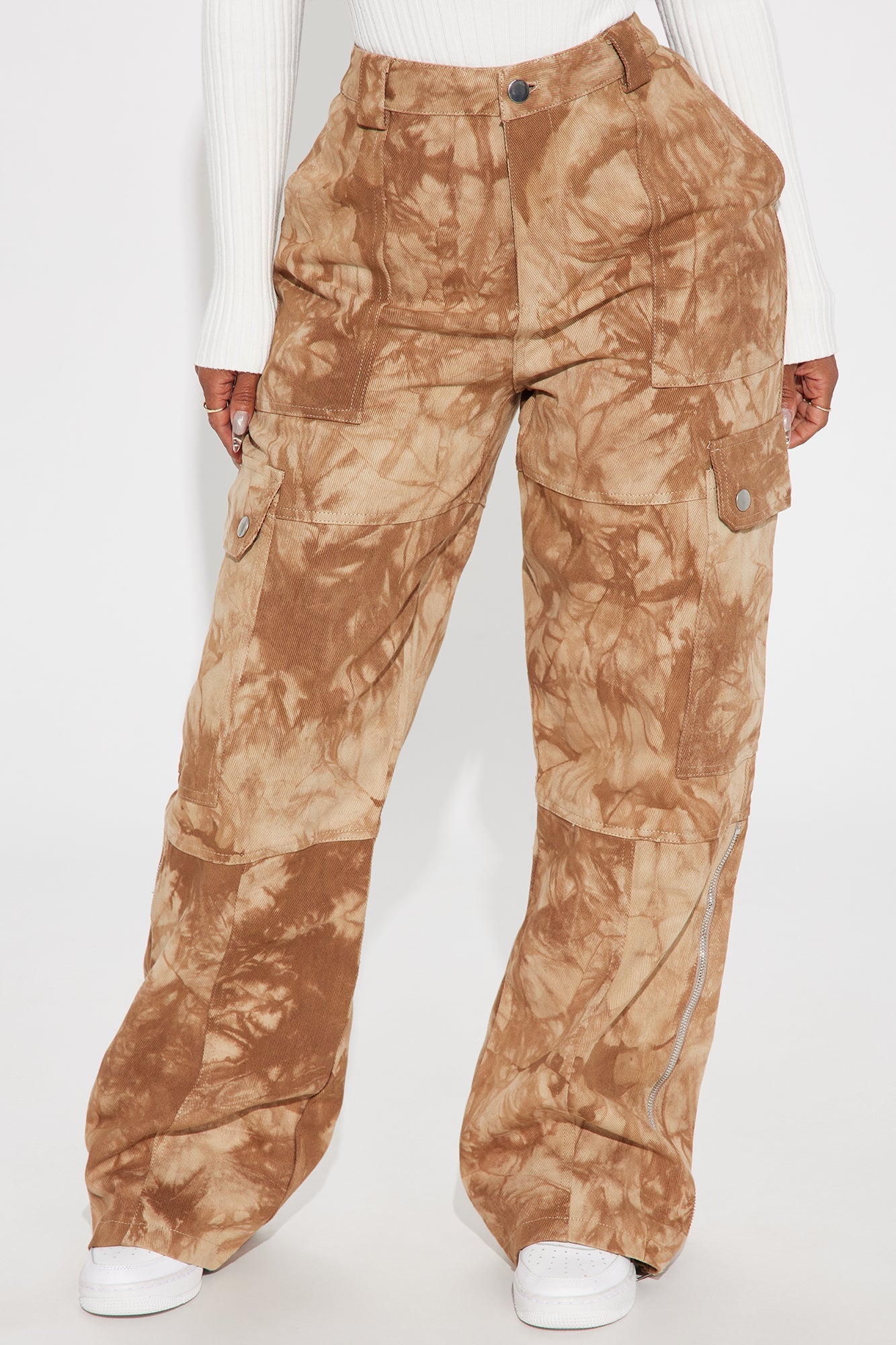 Destruction Mode Cargo Wide Leg Pant - Brown/combo