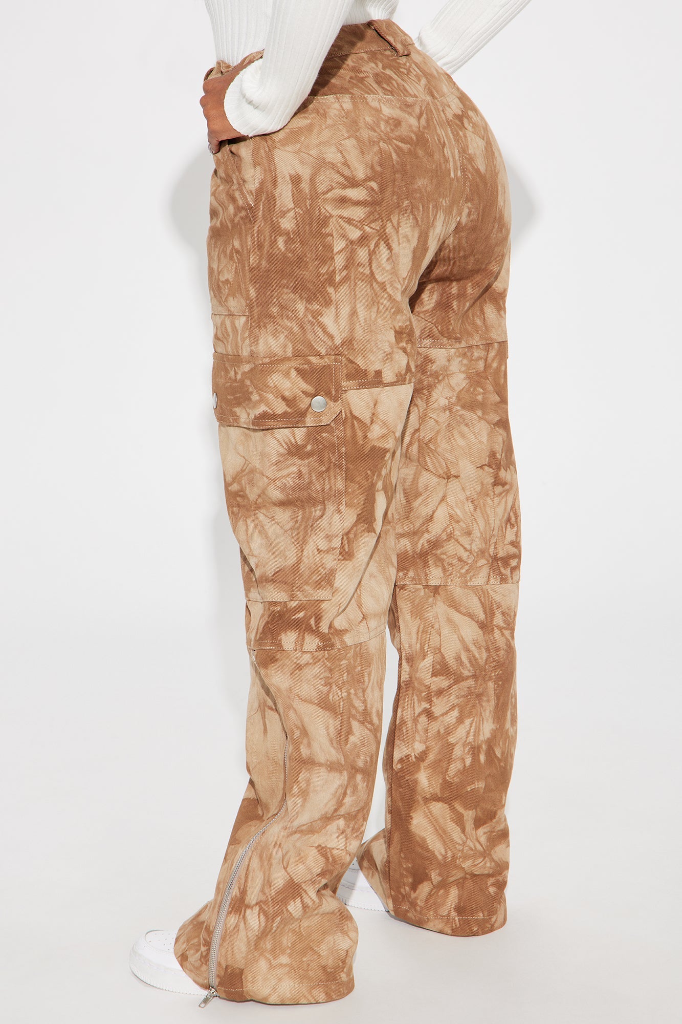 Destruction Mode Cargo Wide Leg Pant - Brown/combo