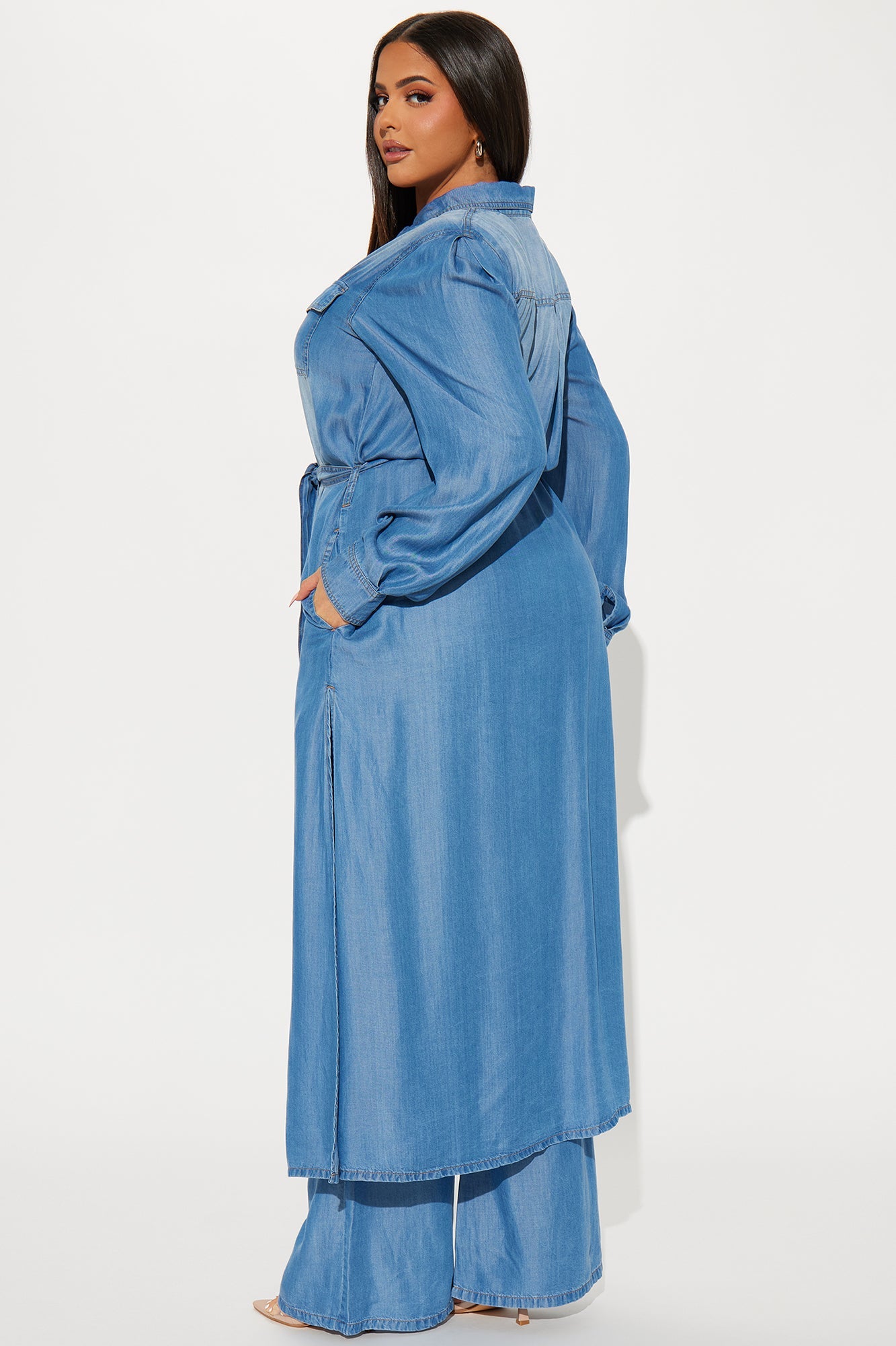 Urban Blues Washed Wide Leg Pant Set - Medium Wash