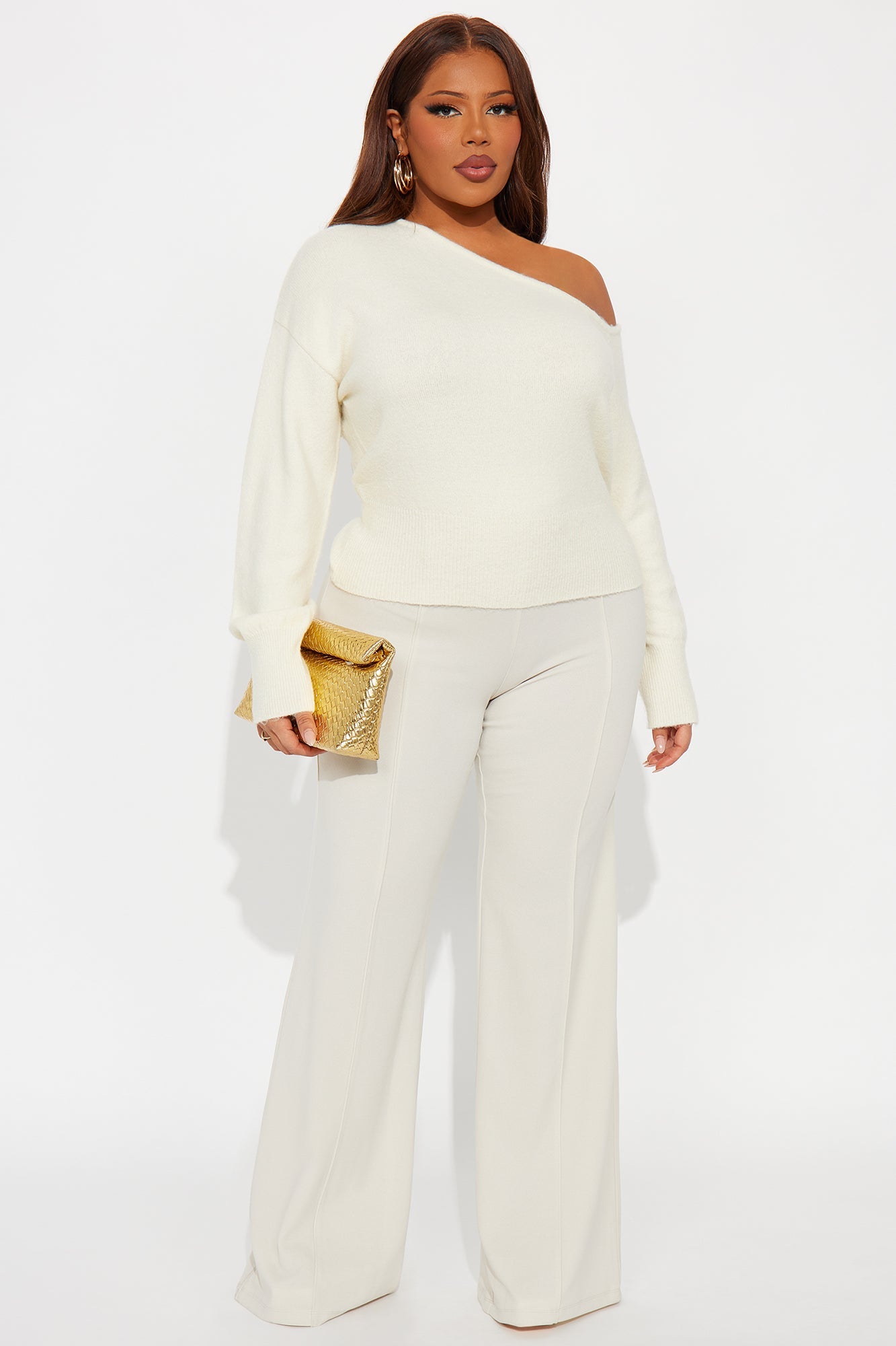 Just For Fun One Shoulder Sweater - Cream