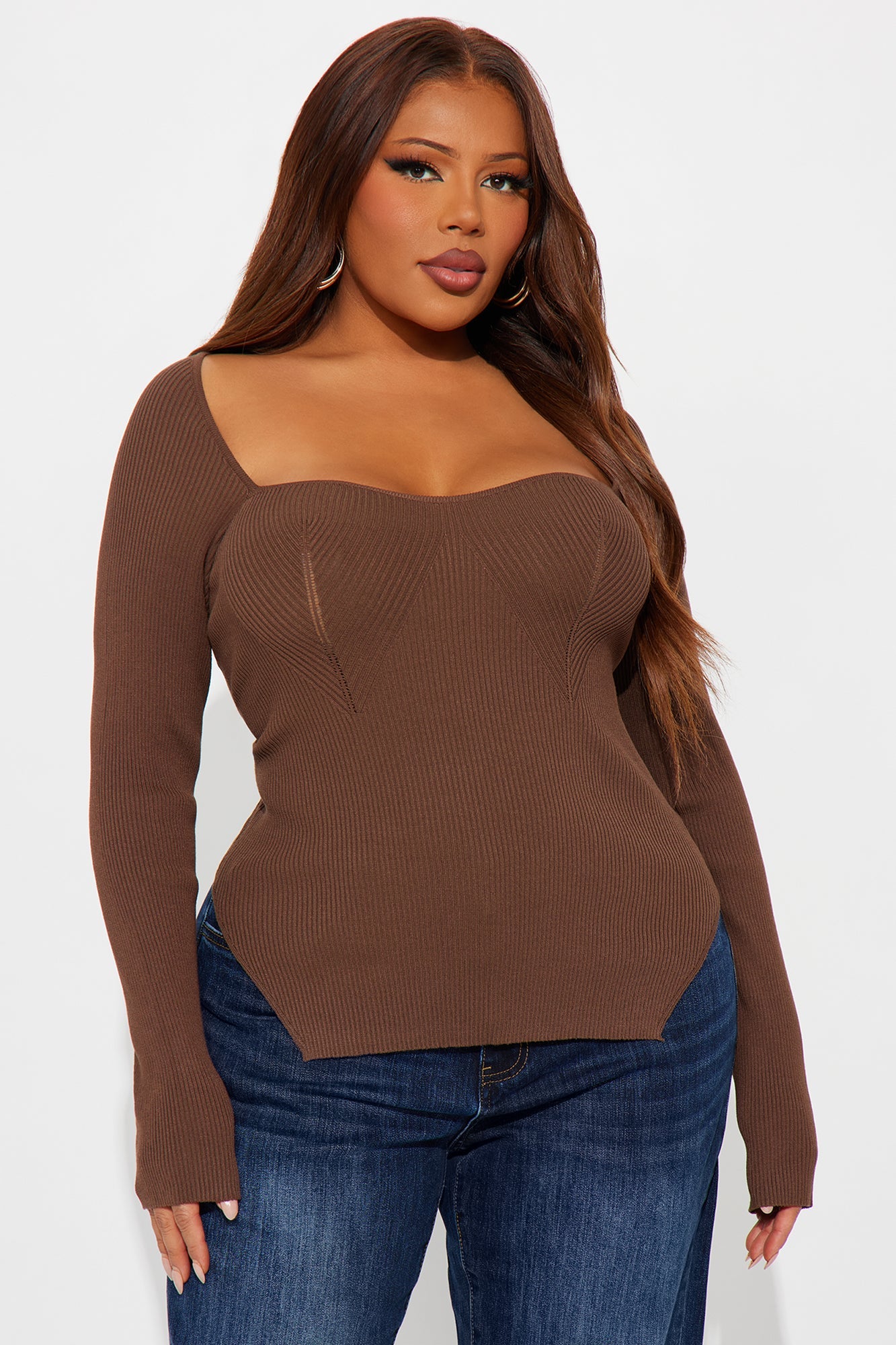 Eyes Around Sweater - Brown