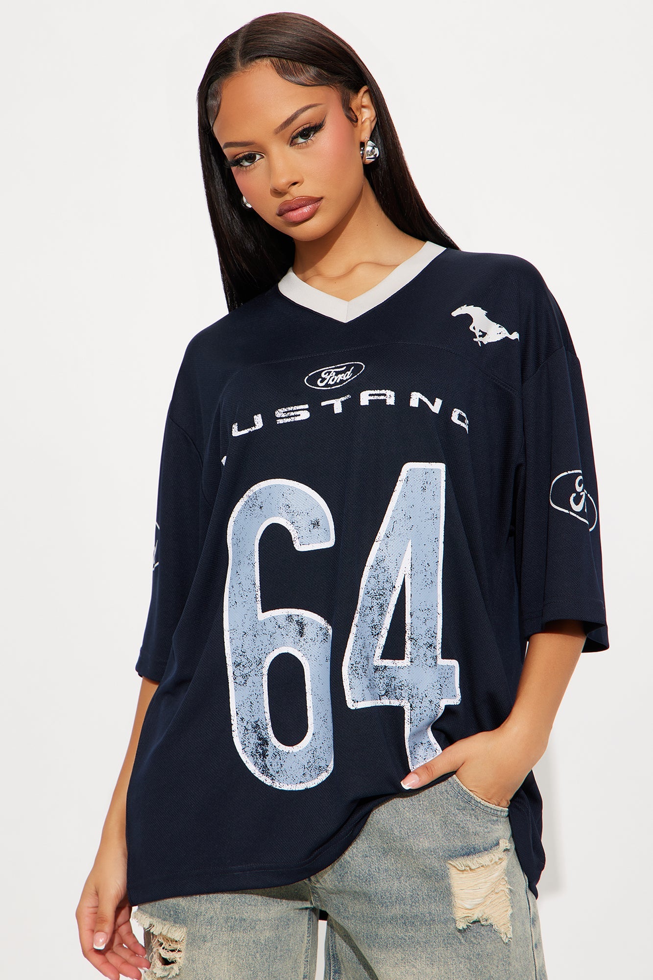 Ford Mustang Jersey Tee - Navy