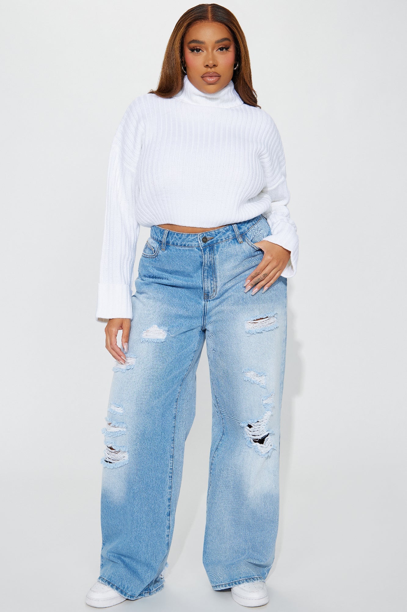 Saree Turtleneck Sweater - White