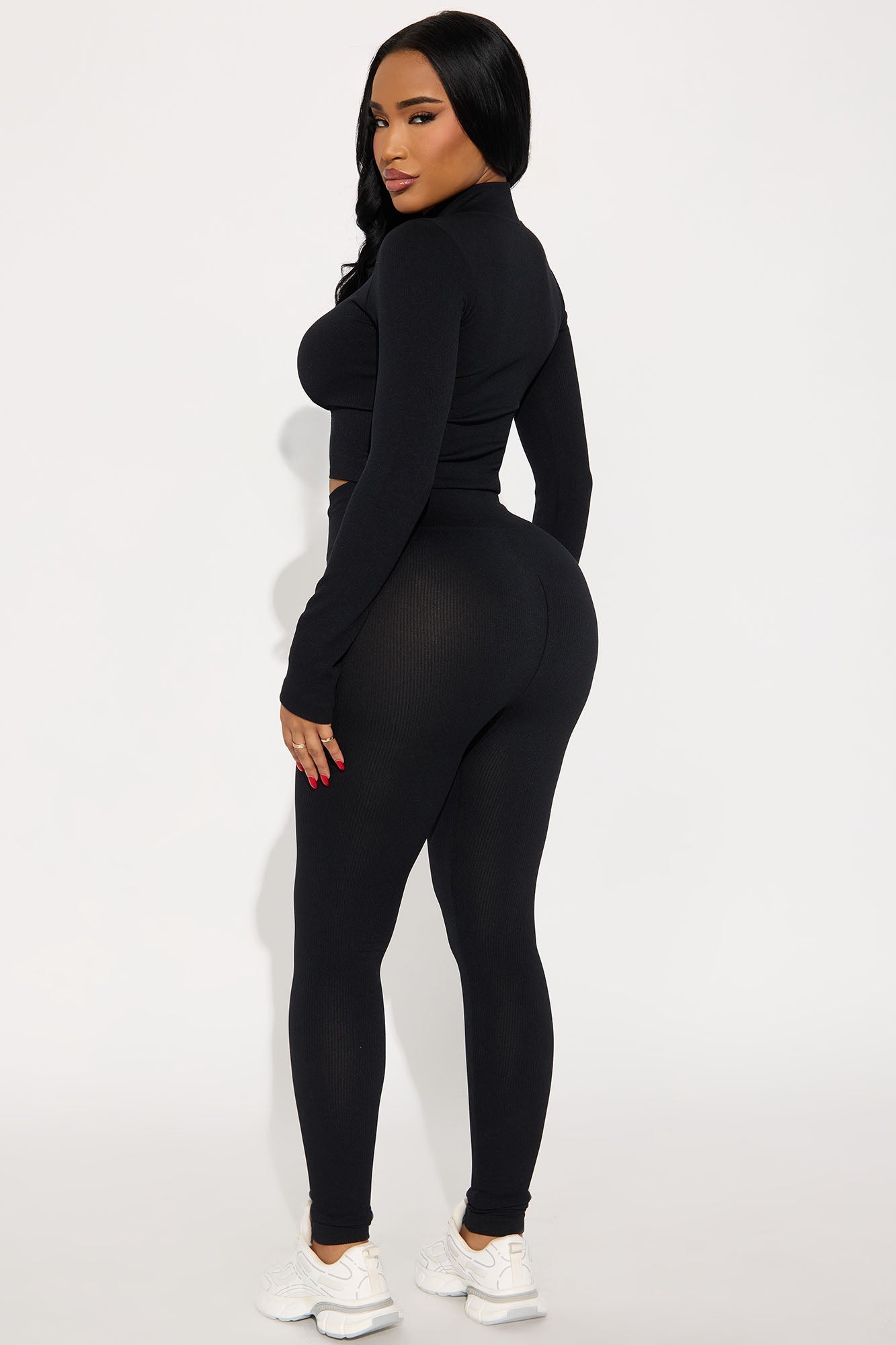Serena Seamless Zip Up Legging Set - Black
