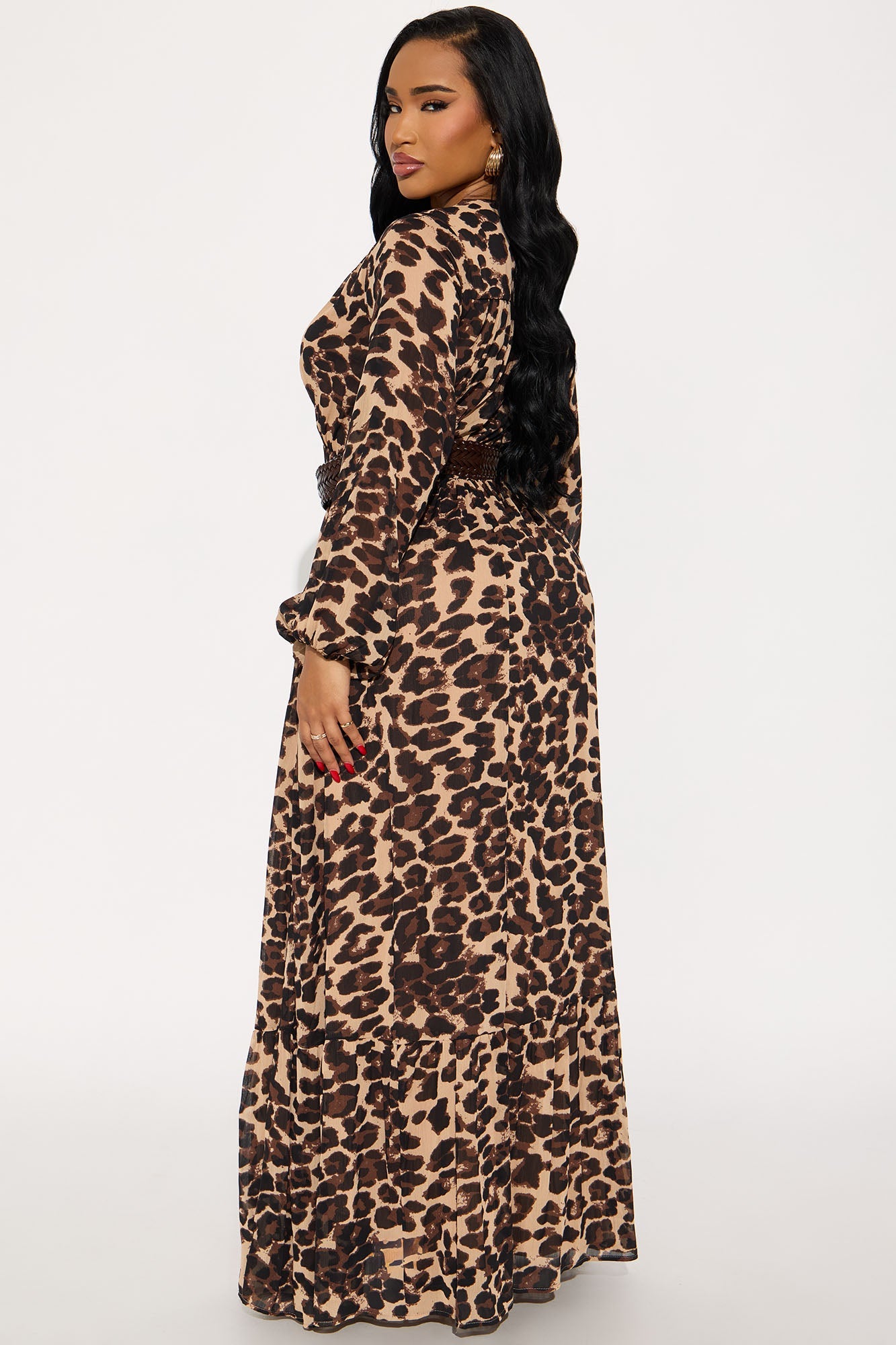 Sahara Belted Chiffon Maxi Dress - Leopard