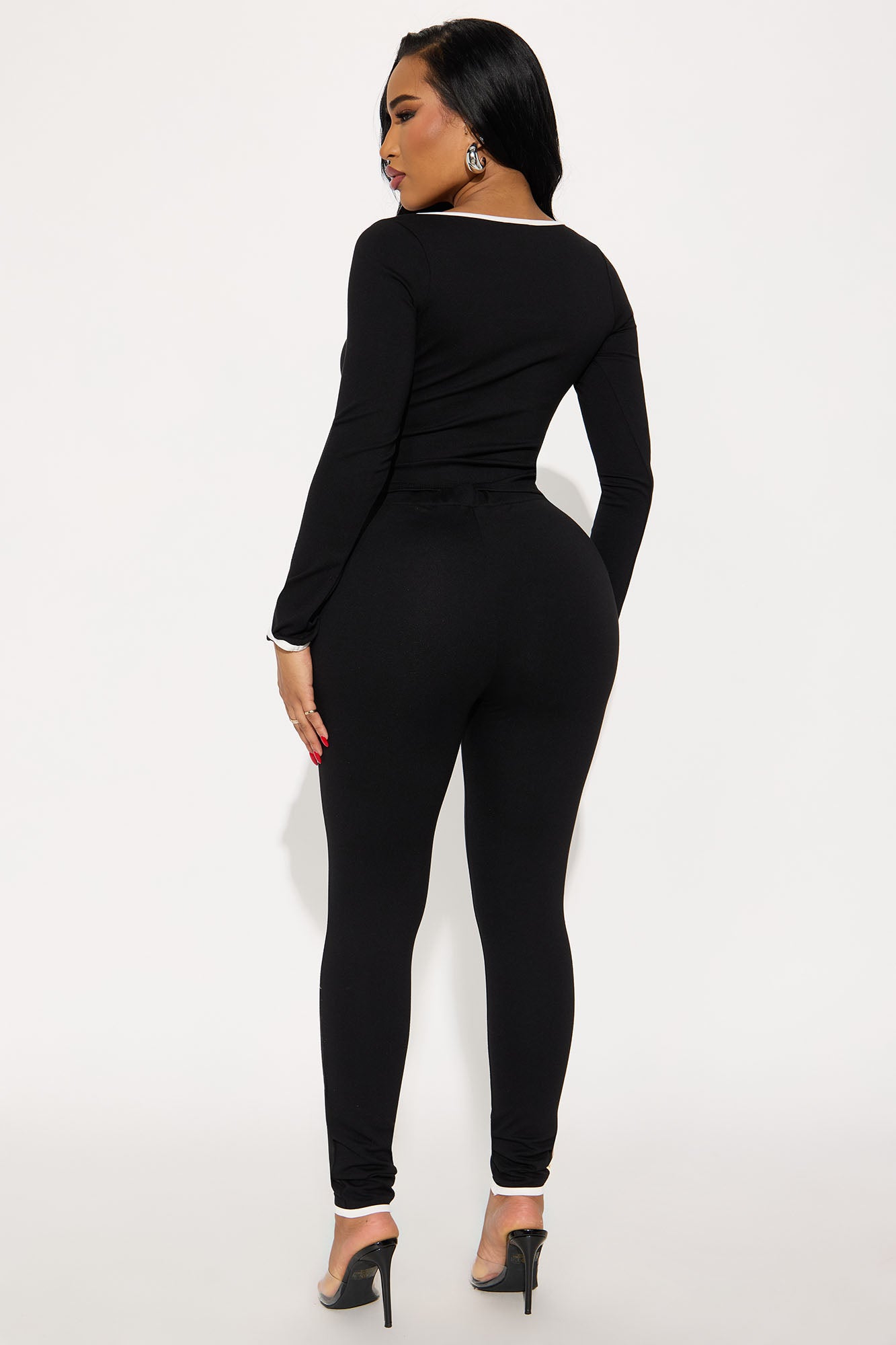 Bri Skinny Leg Pant Set - Black/White