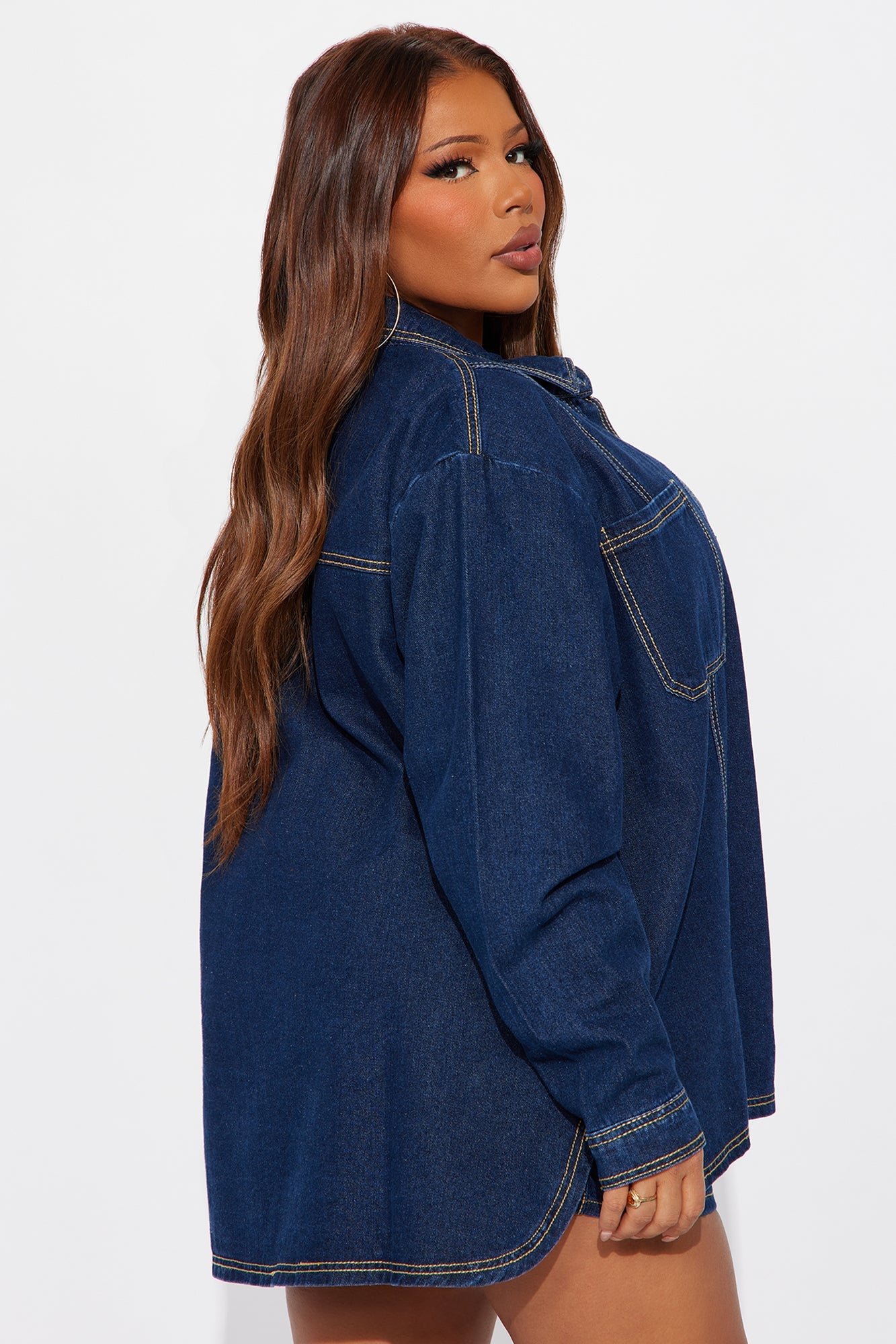 Coffee Dates Oversized Denim Jacket - Dark Wash