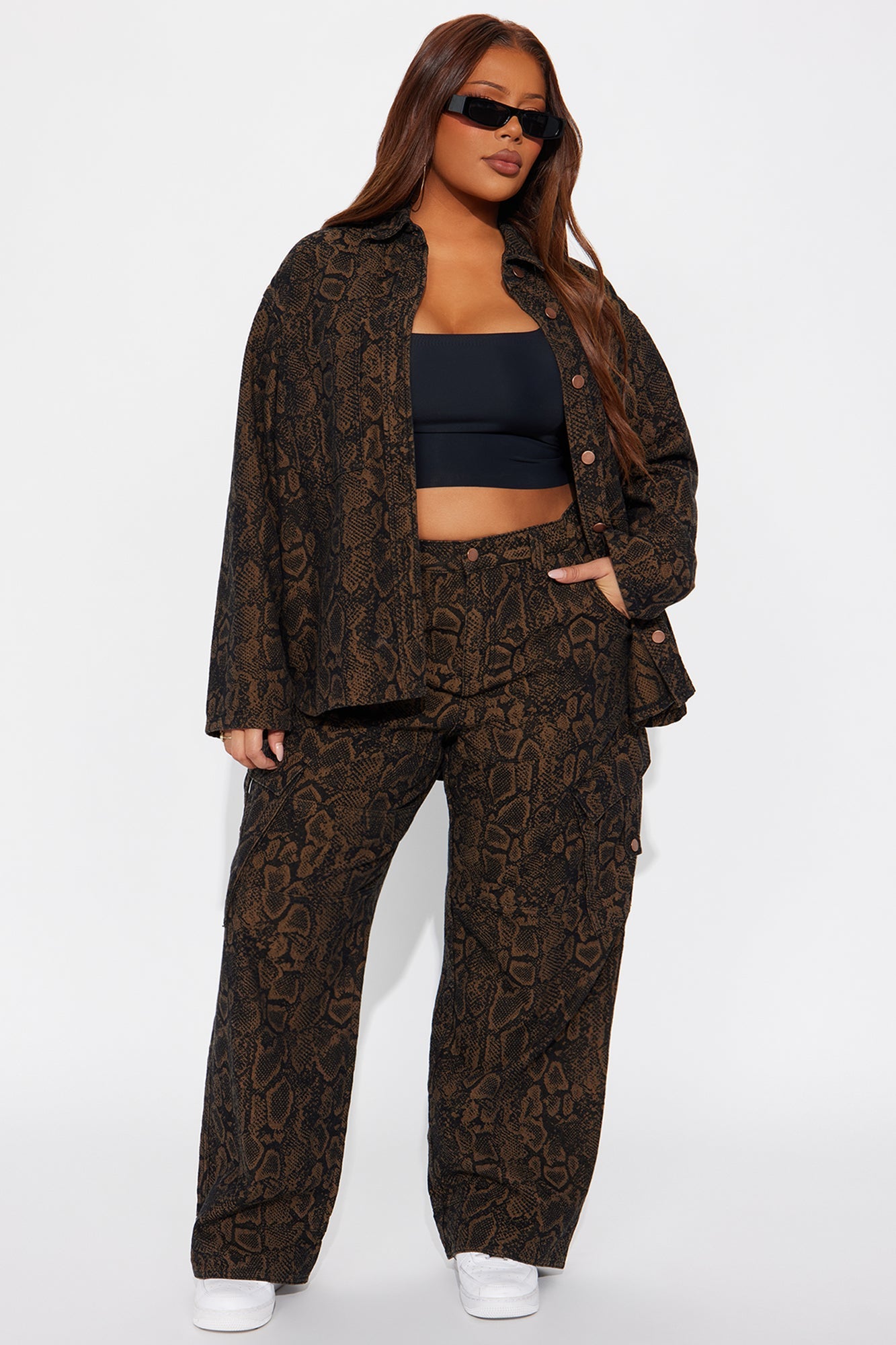 Bite Back Cargo Straight Leg Jeans - Brown/combo