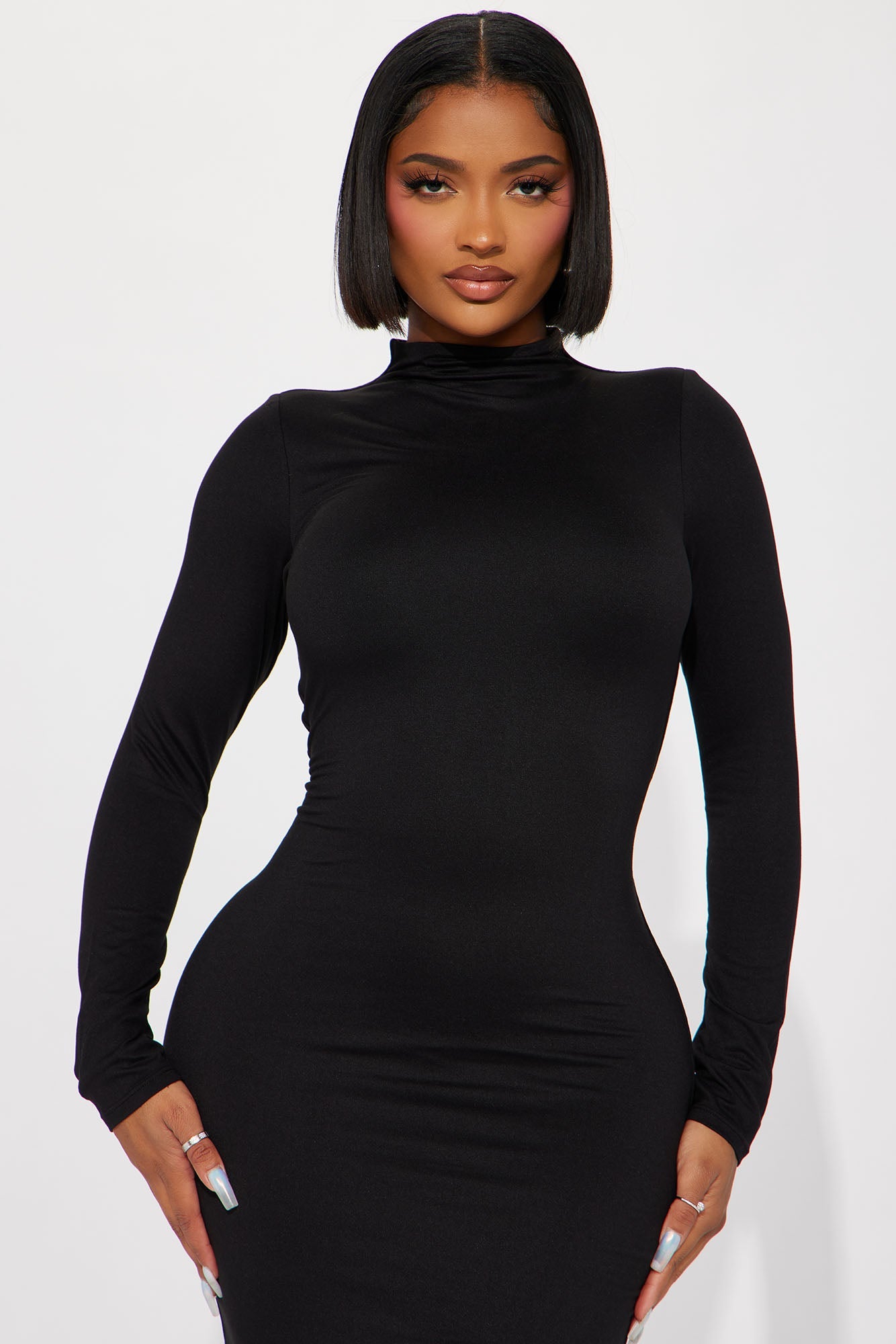 Efina Double Lined Midi Dress - Black