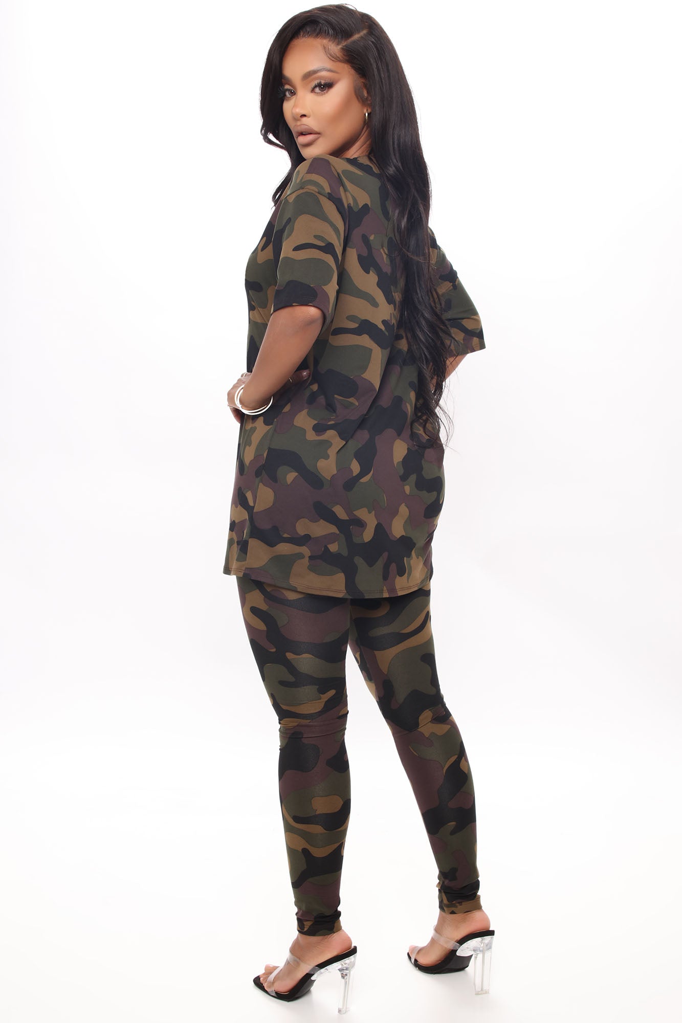 Weekend Vibes Camo Legging Set - Brown/combo