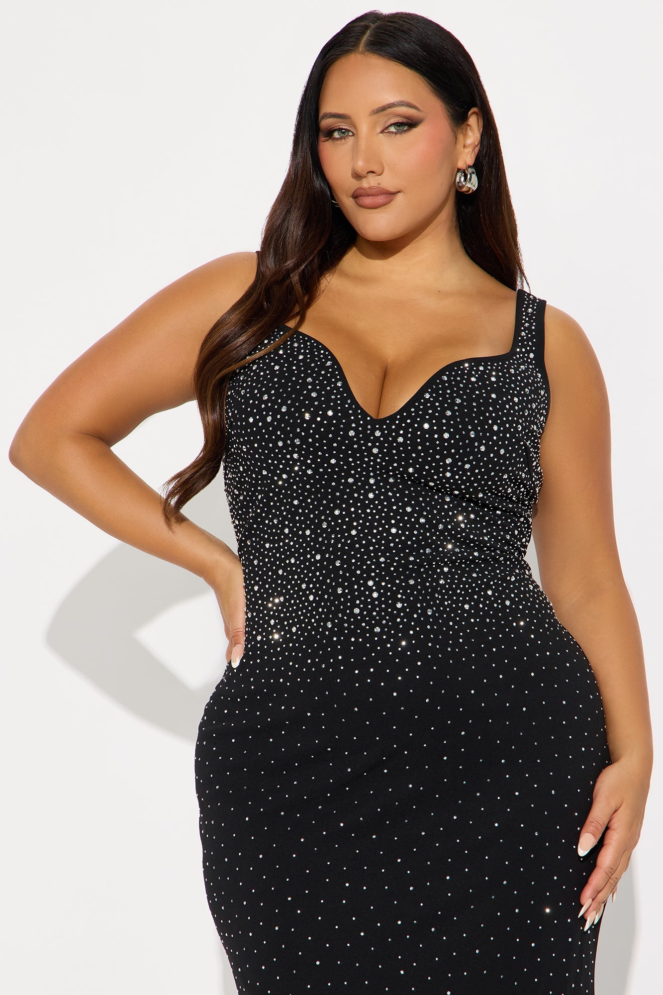 Nyomi Gradient Rhinestone Gown - Black