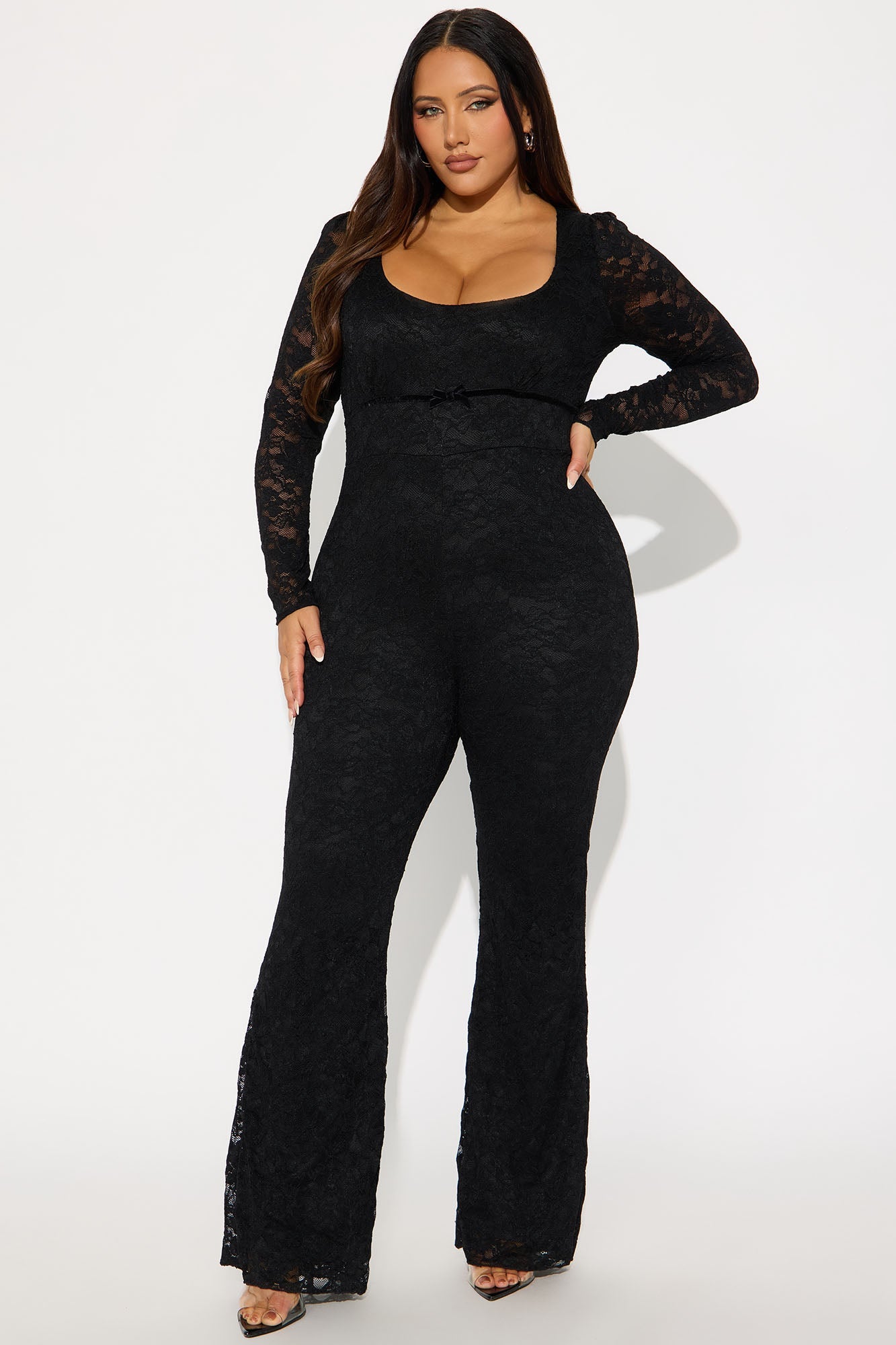 Antonina Lace Long Sleeve Jumpsuit - Black