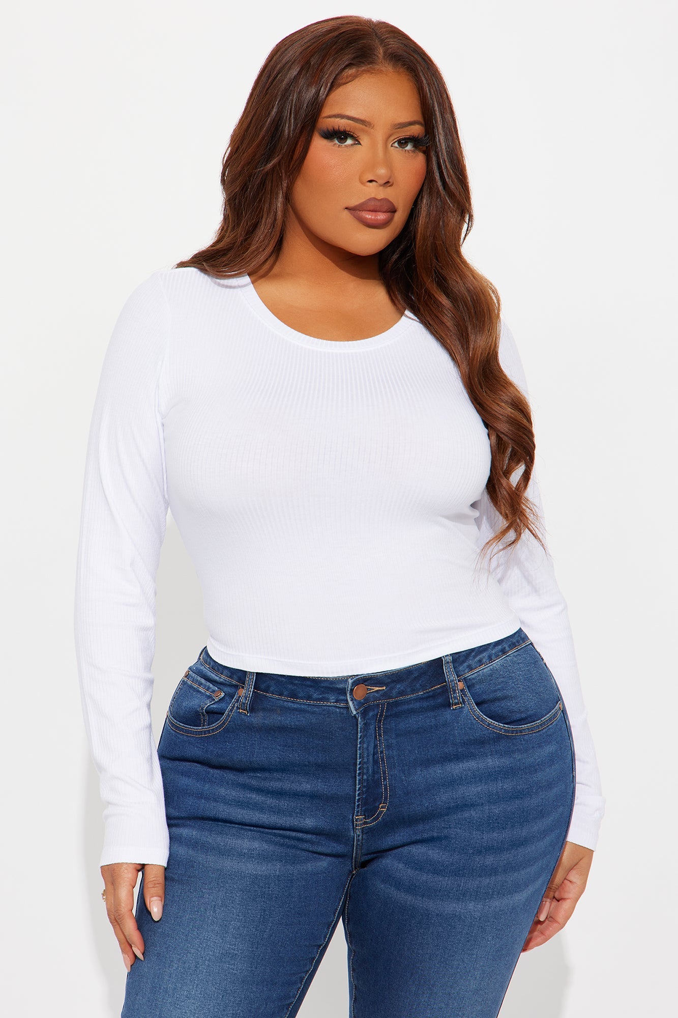 Jaclyn Cropped Long Sleeve Top - White