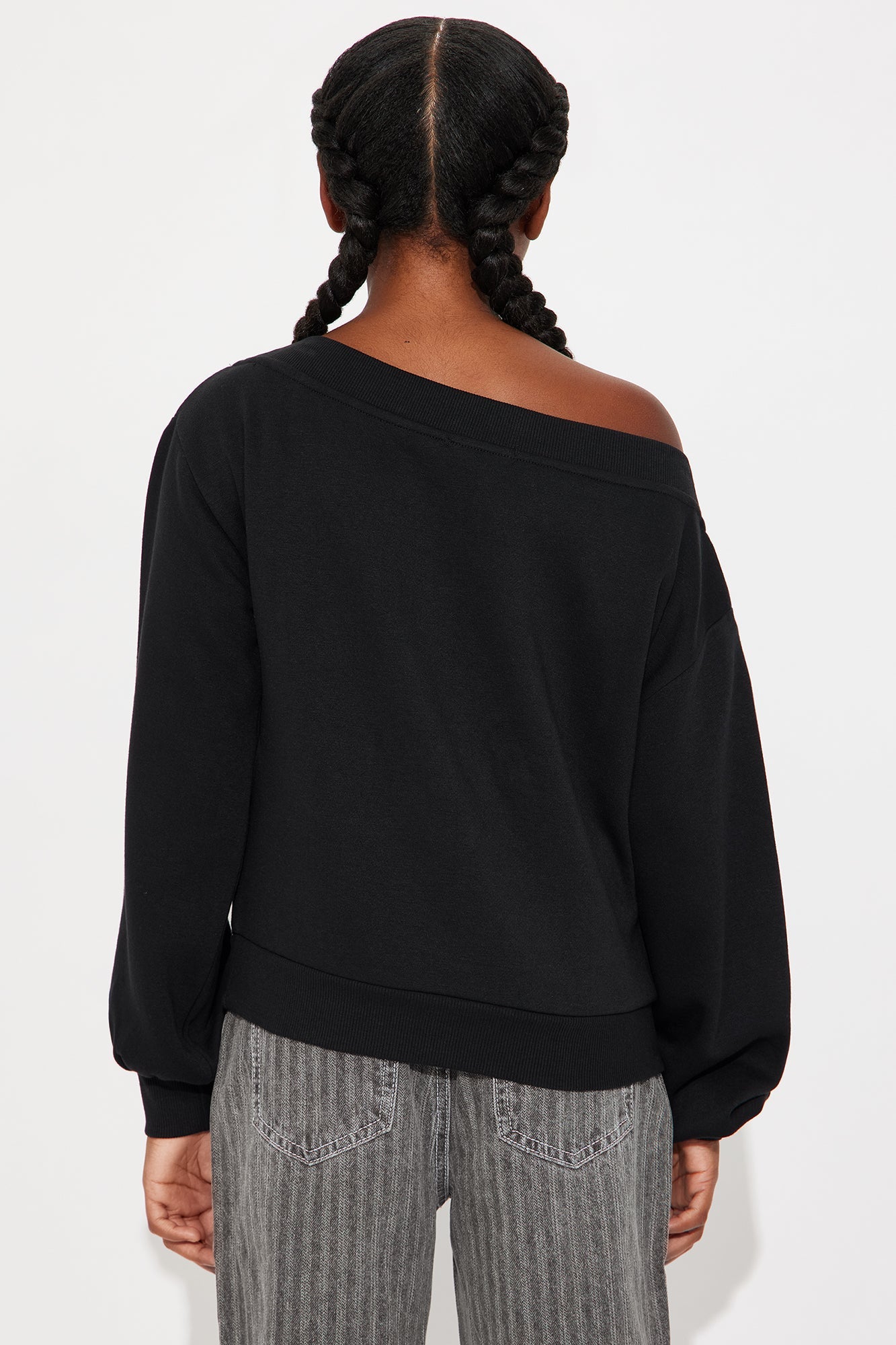 Mini Vera Off Shoulder Oversized Sweatshirt - Black