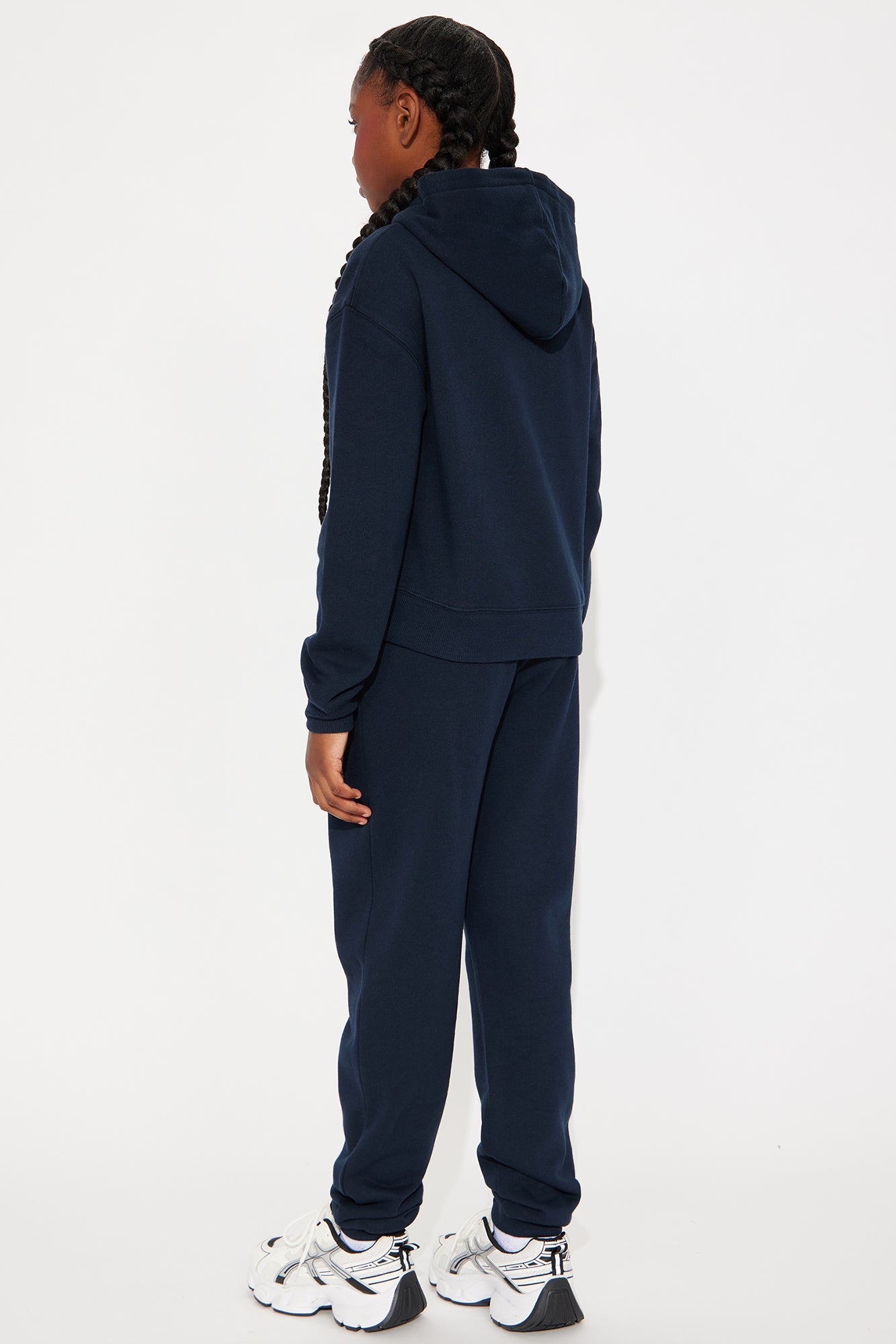 Mini Relaxed Vibe Solid Hoodie And Jogger Pant Set - Navy