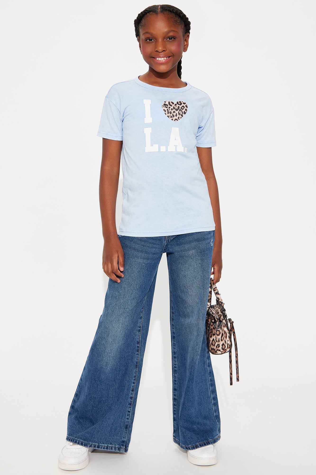 Mini I Love LA Washed Oversized Tee - Light Blue