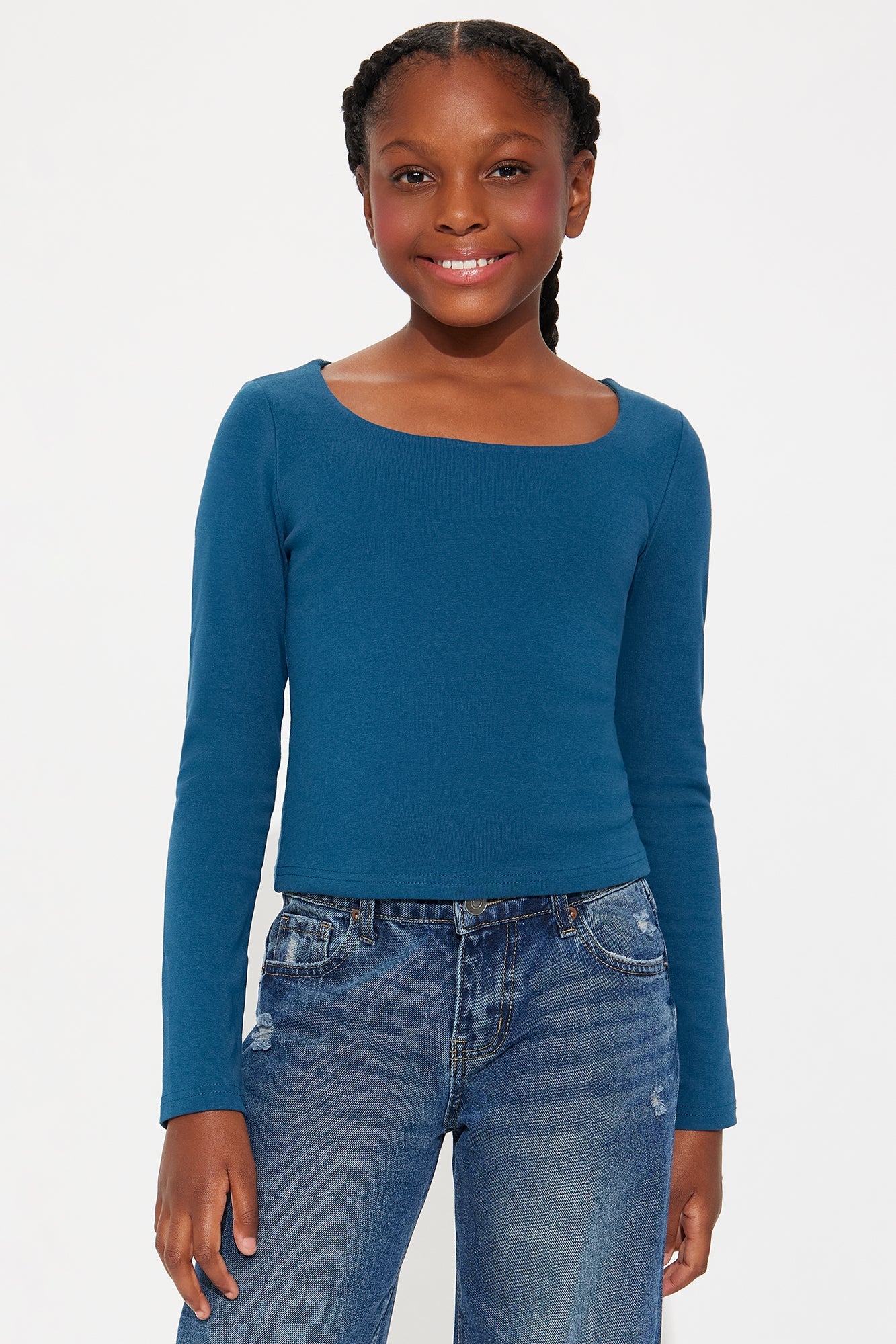 Mini Kyra Square Neck Top - Teal