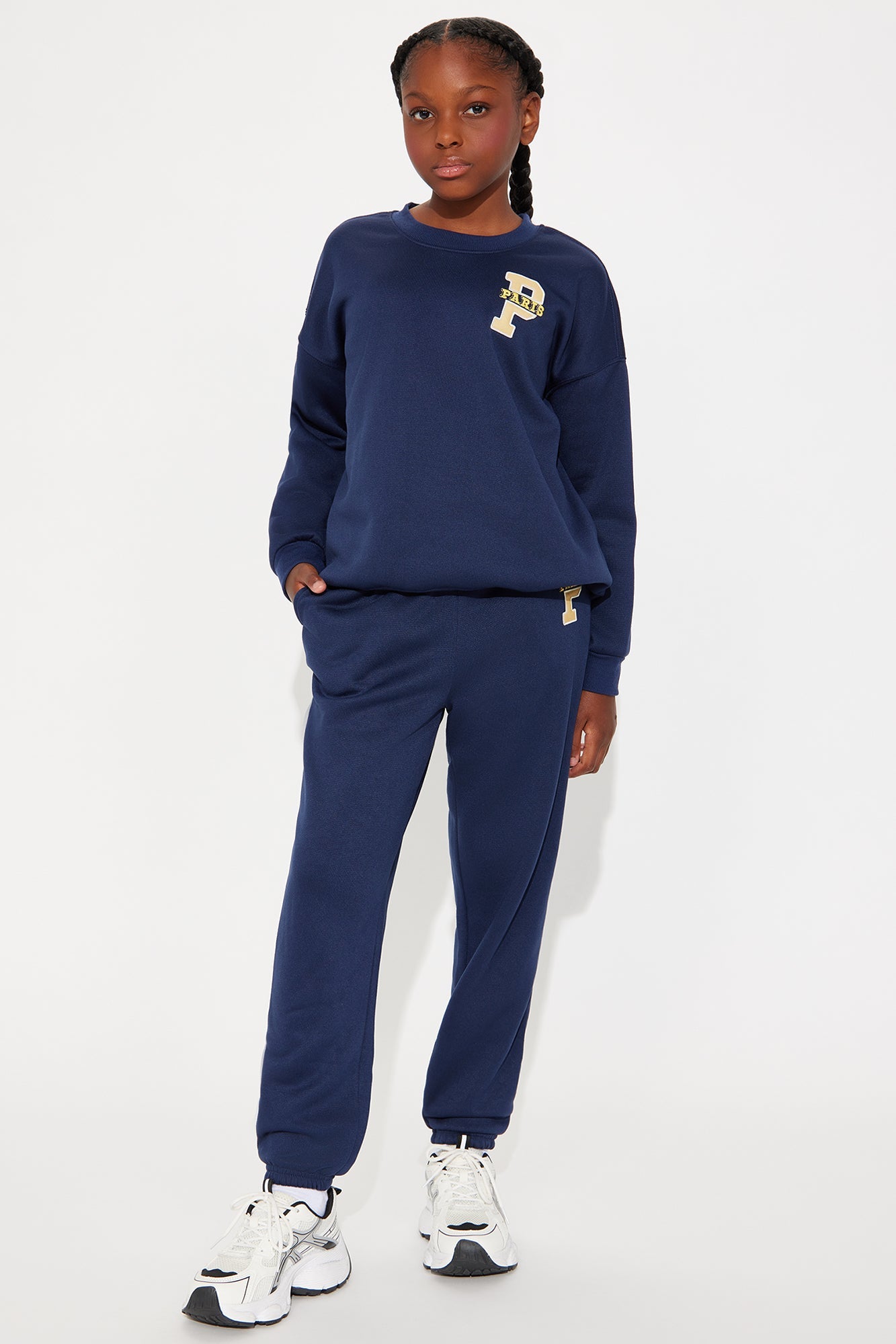 Mini Low Key Fleece Jogger Set - Navy