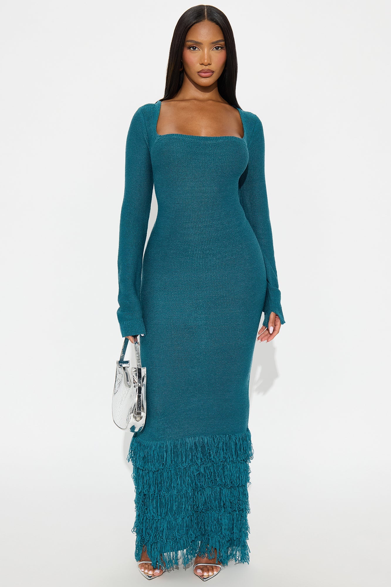 Delany Long Sleeve Knit Maxi Dress - Teal