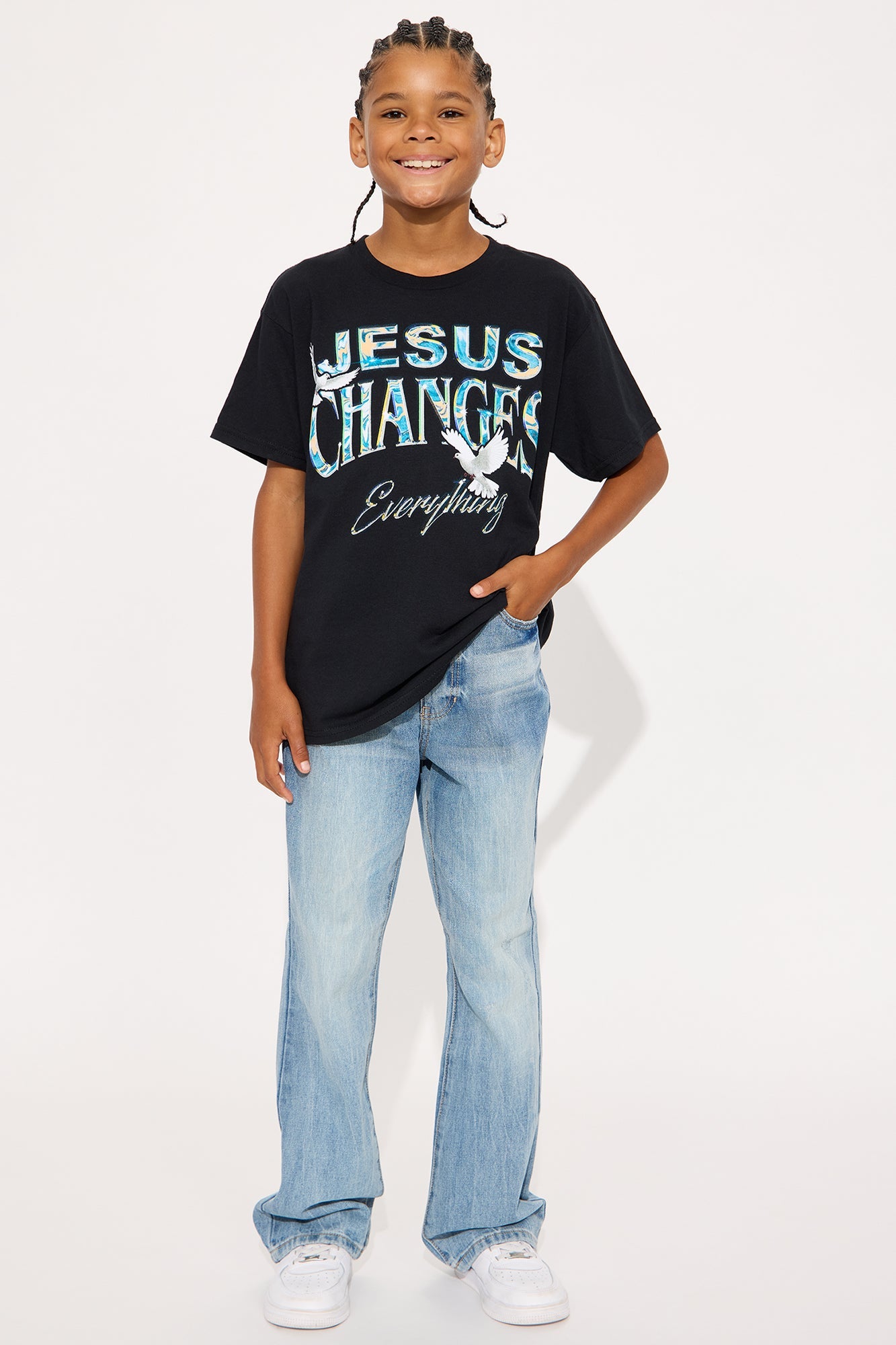 Mini Jesus Changes Everything Oversized Short Sleeve Tee - Black