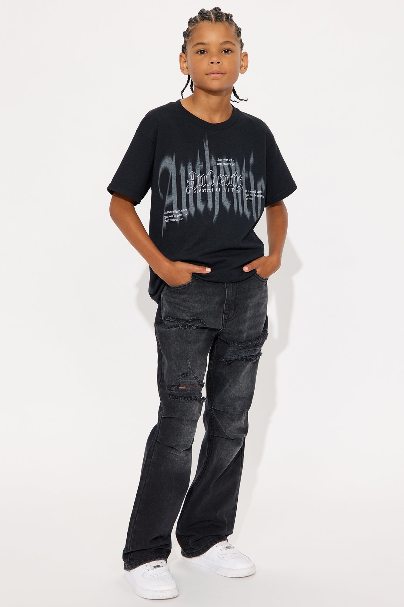 Mini Remain Authentic Oversized Short Sleeve Tee - Black Wash