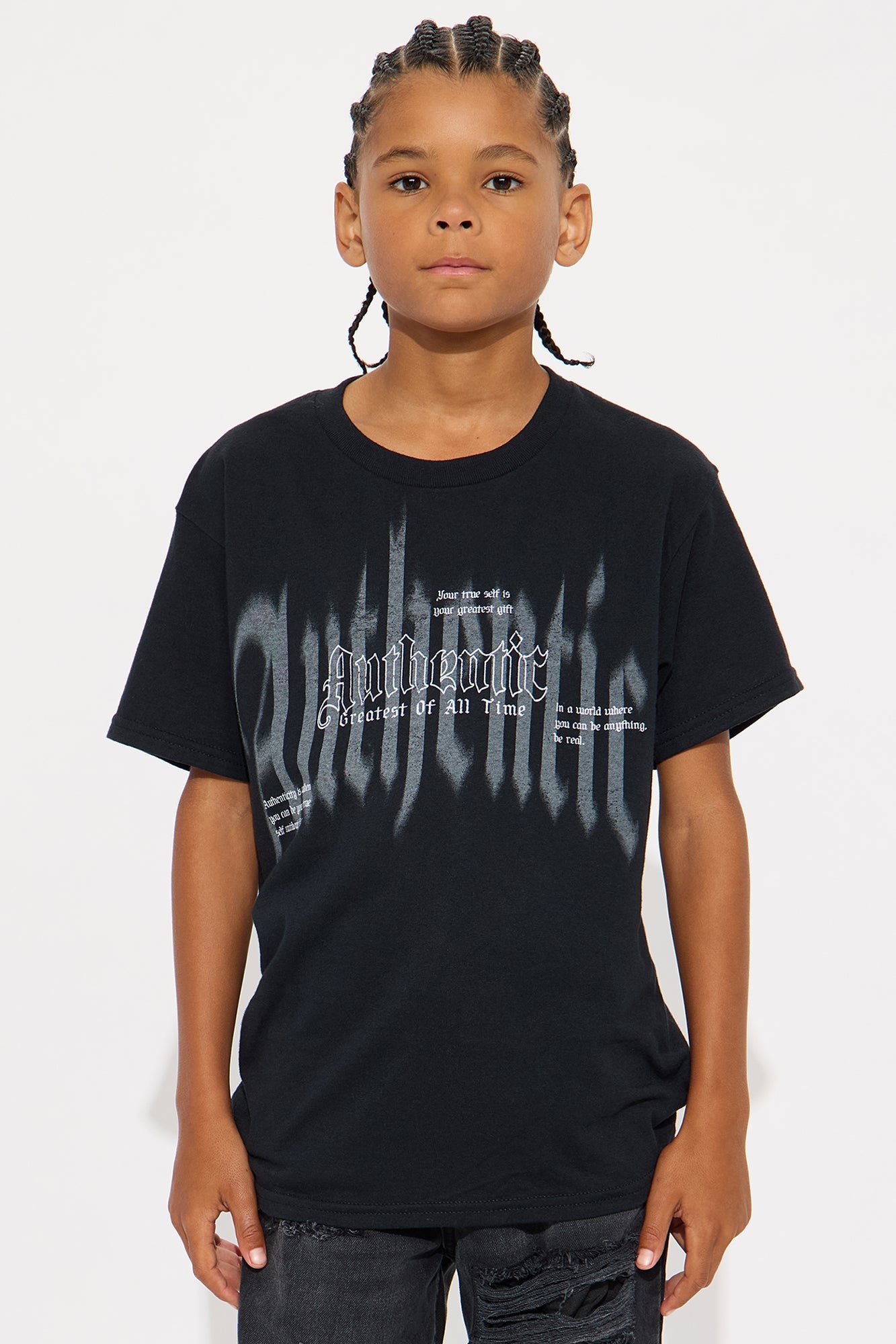 Mini Remain Authentic Oversized Short Sleeve Tee - Black Wash