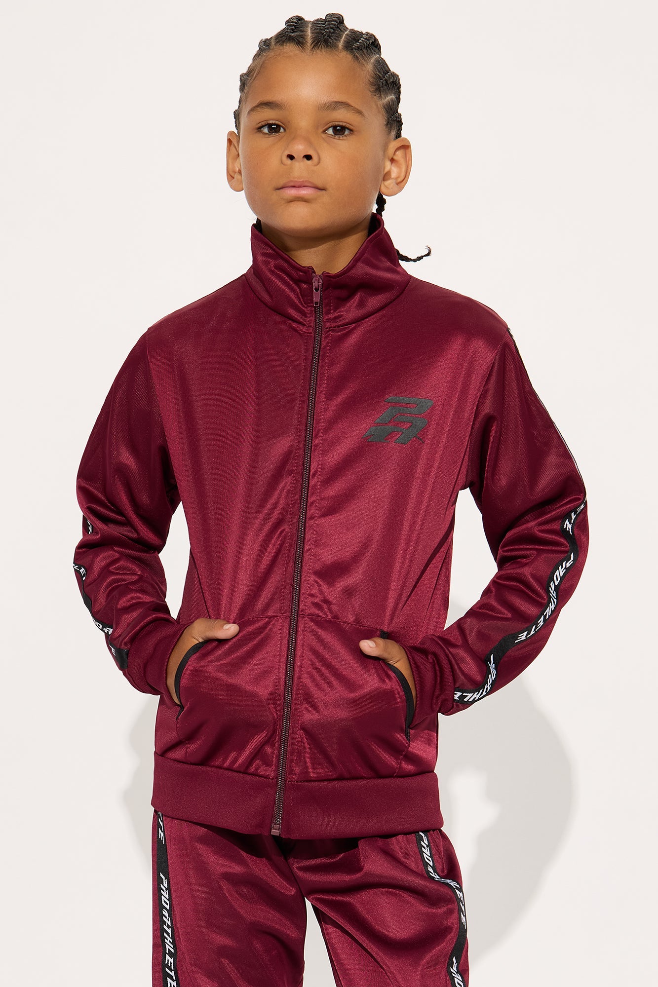 Mini Always A Winner Zip Jacket And Pant Set - Burgundy
