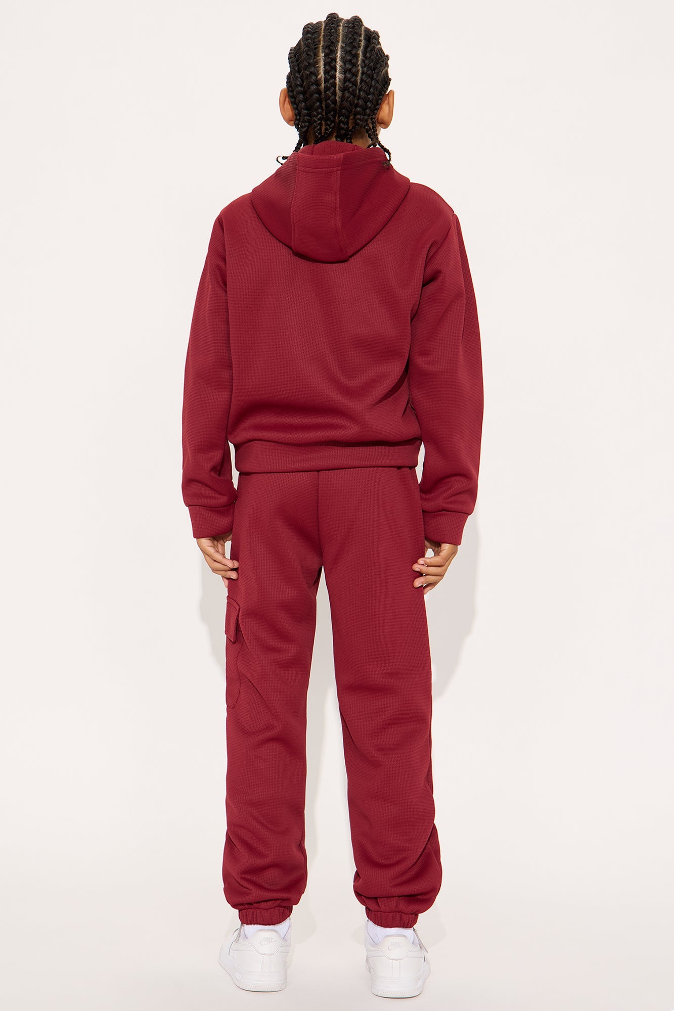 Mini Aiden 2 Piece Cargo Hoodie And Jogger Set - Burgundy