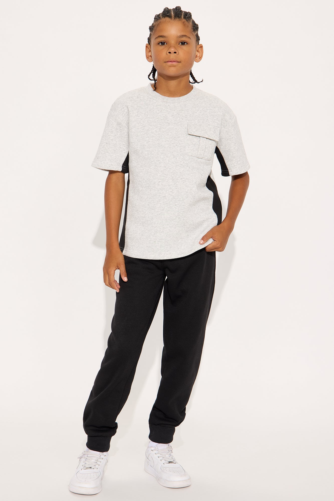 Mini Tyson Paneled Cargo Short Sleeve Tee - Heather/Combo