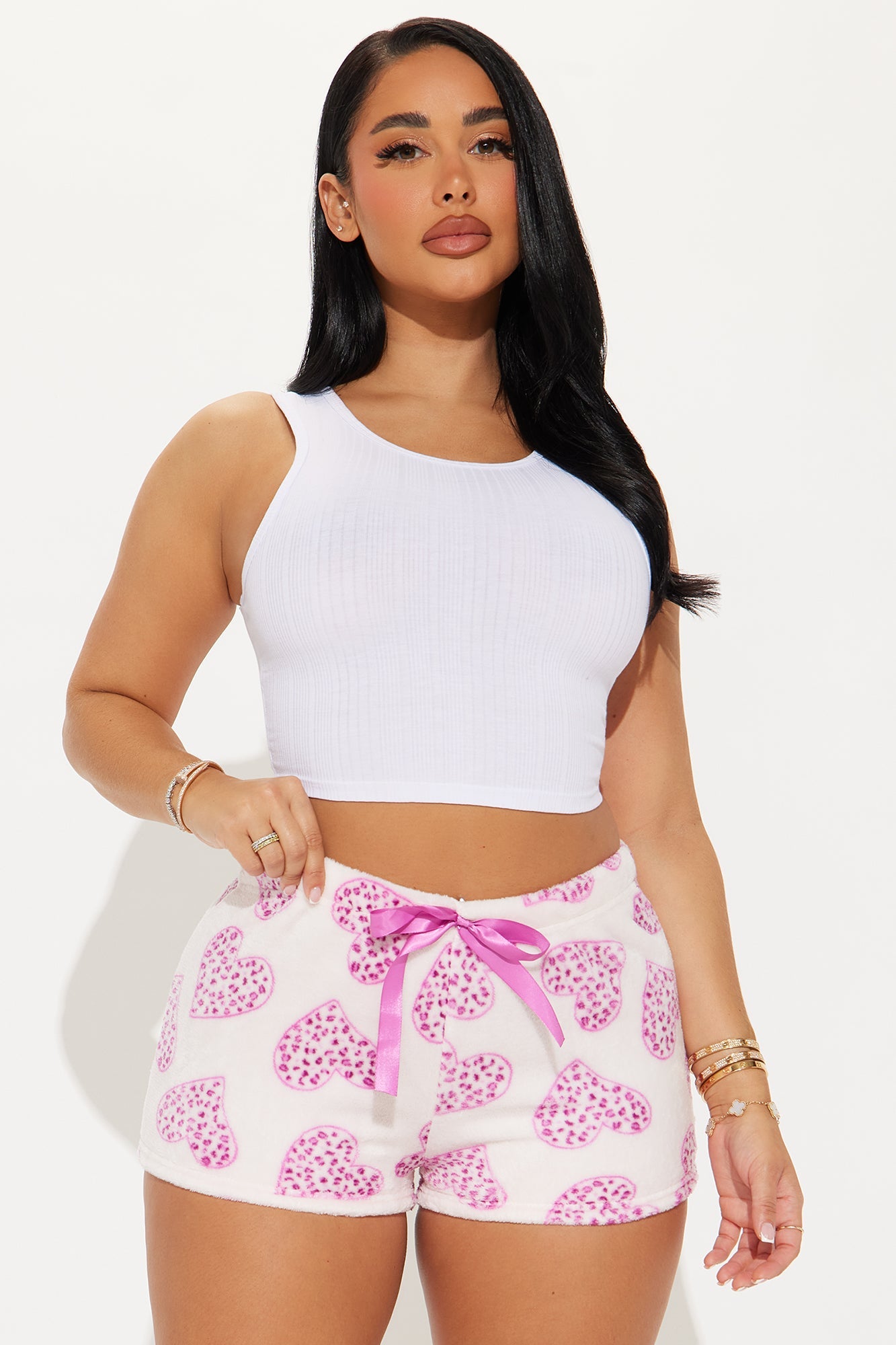 Wild Heart Plush PJ Short - Pink/Pink