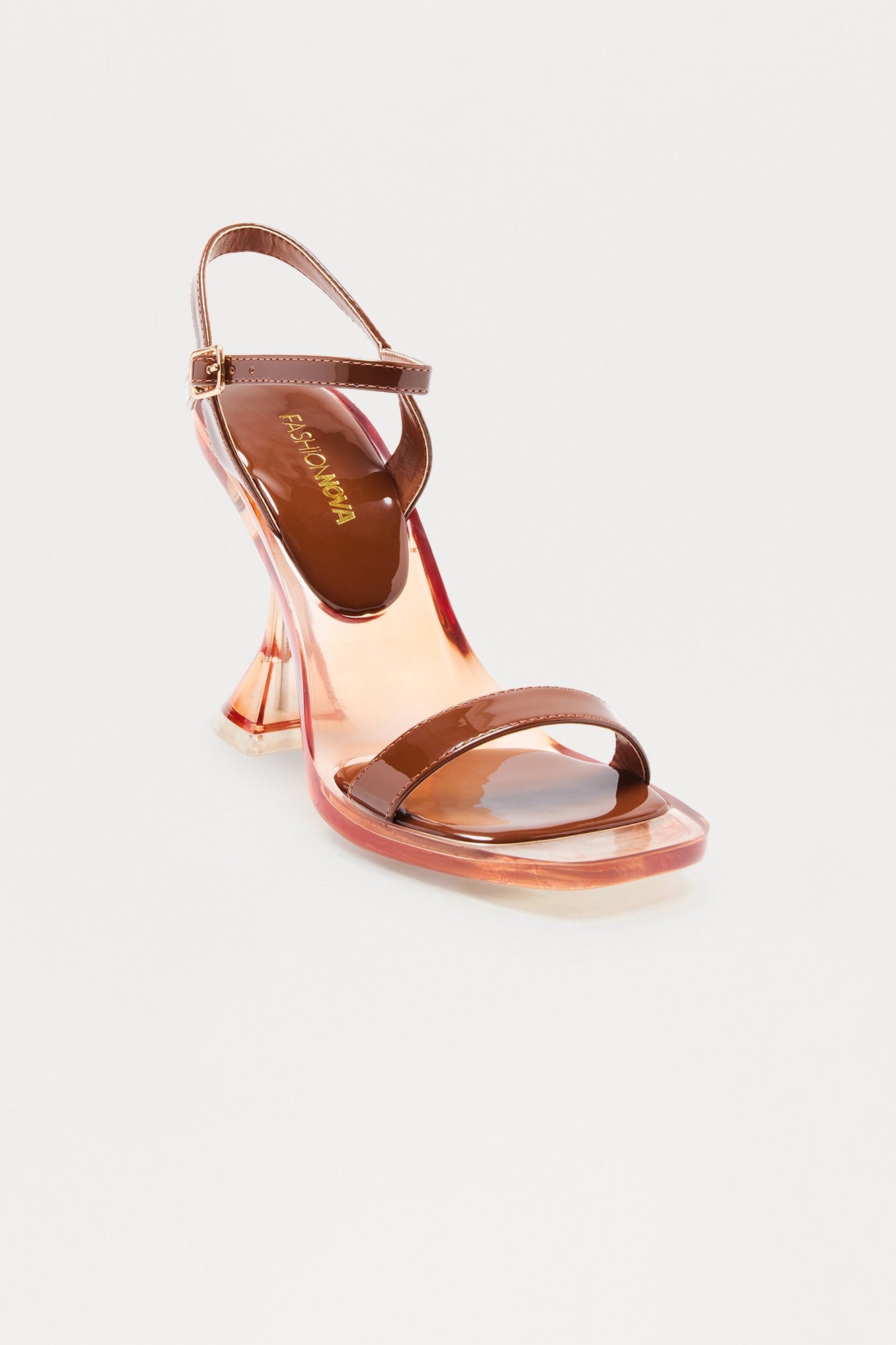 Murmur Clear Ankle Strap Heels - Brown