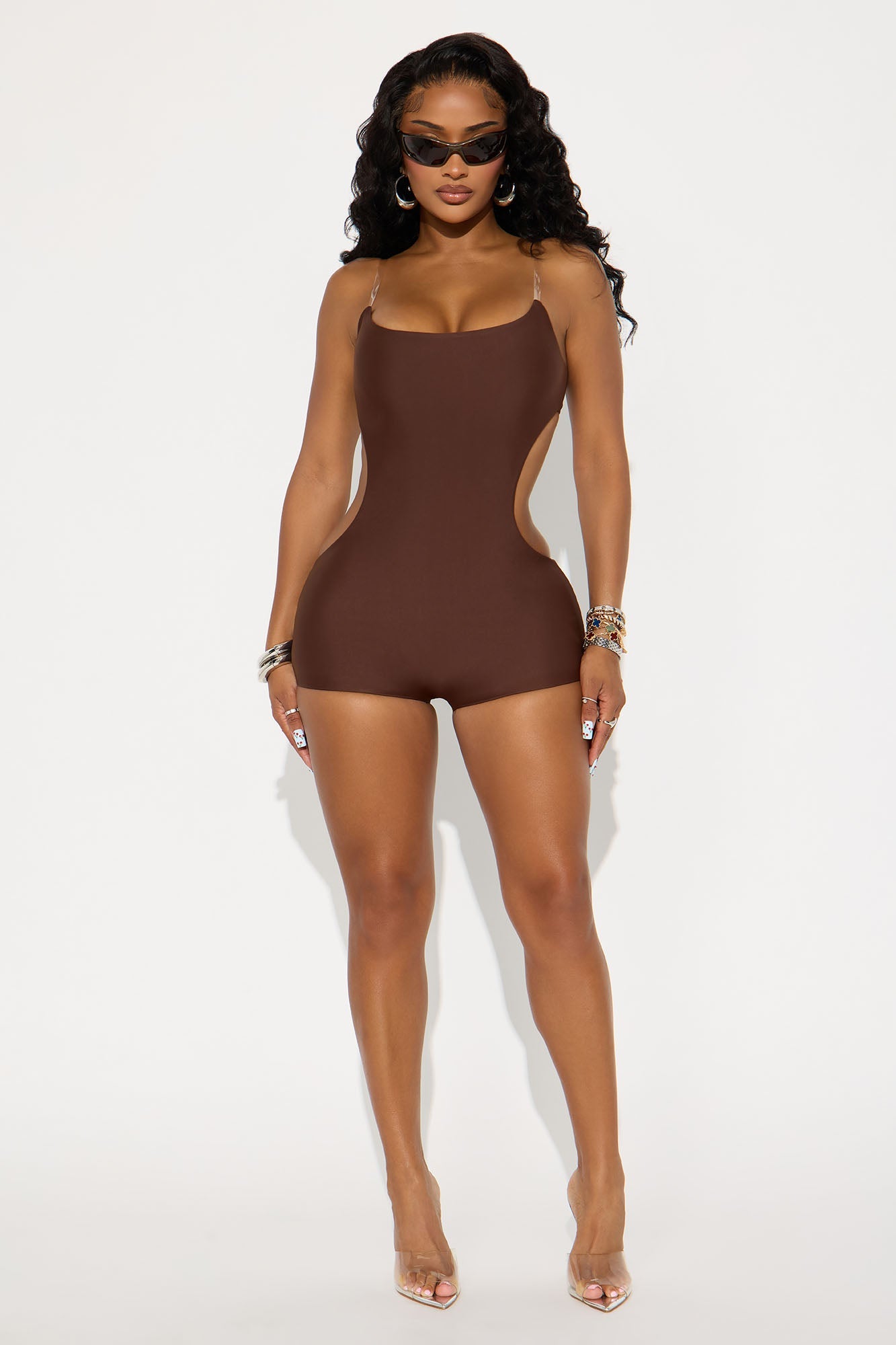 Alina Form Double Lined Romper - Chocolate