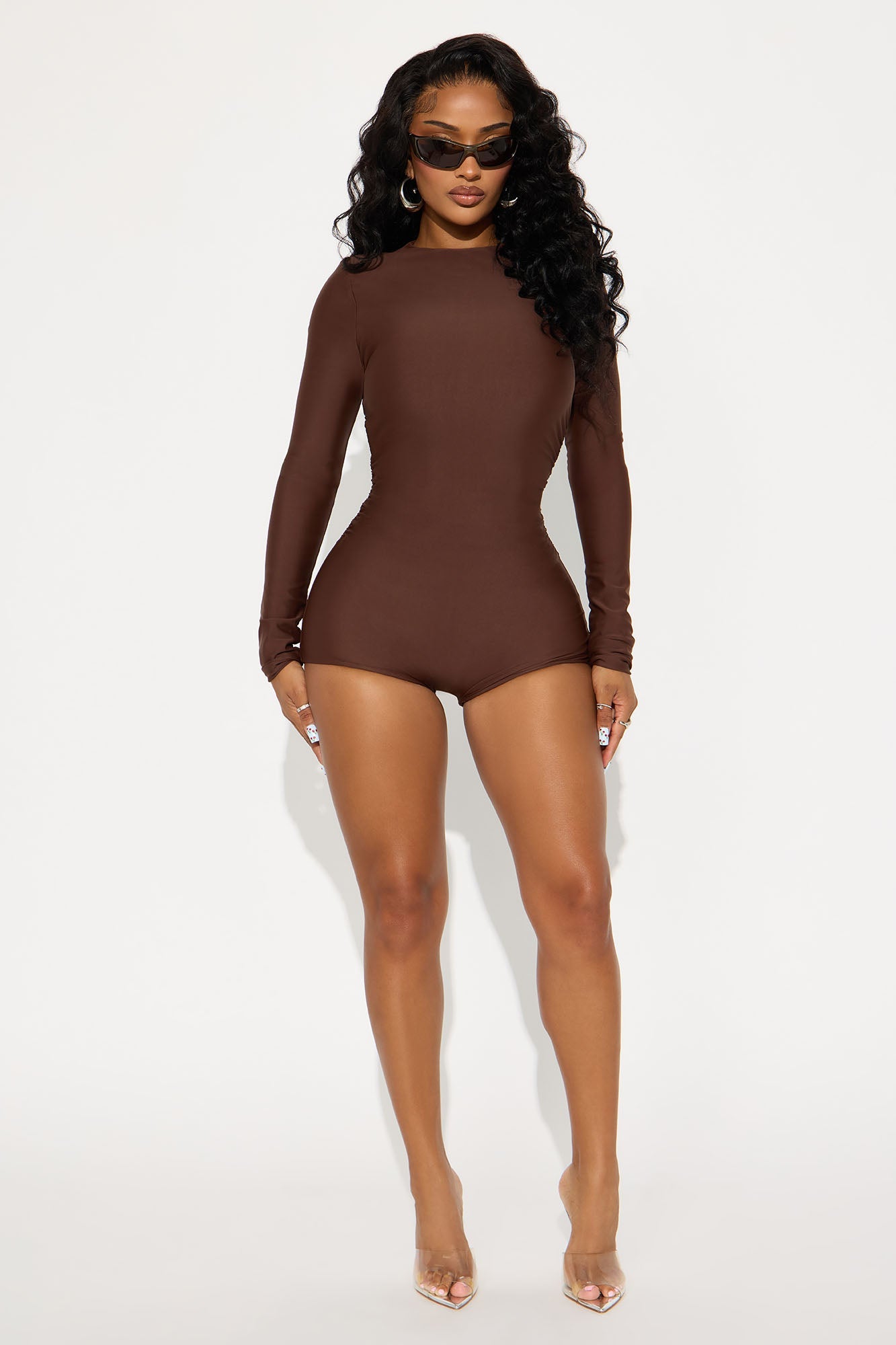 Noemi Form Double Lined Romper - Chocolate