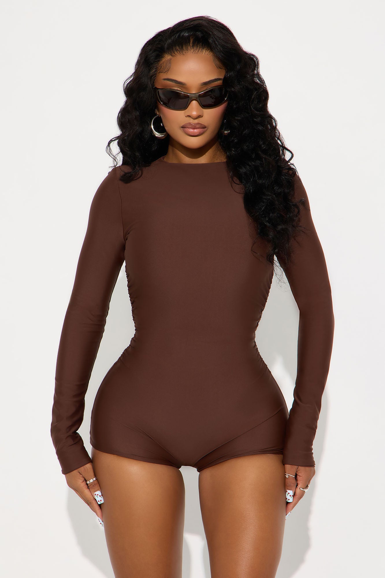 Noemi Form Double Lined Romper - Chocolate