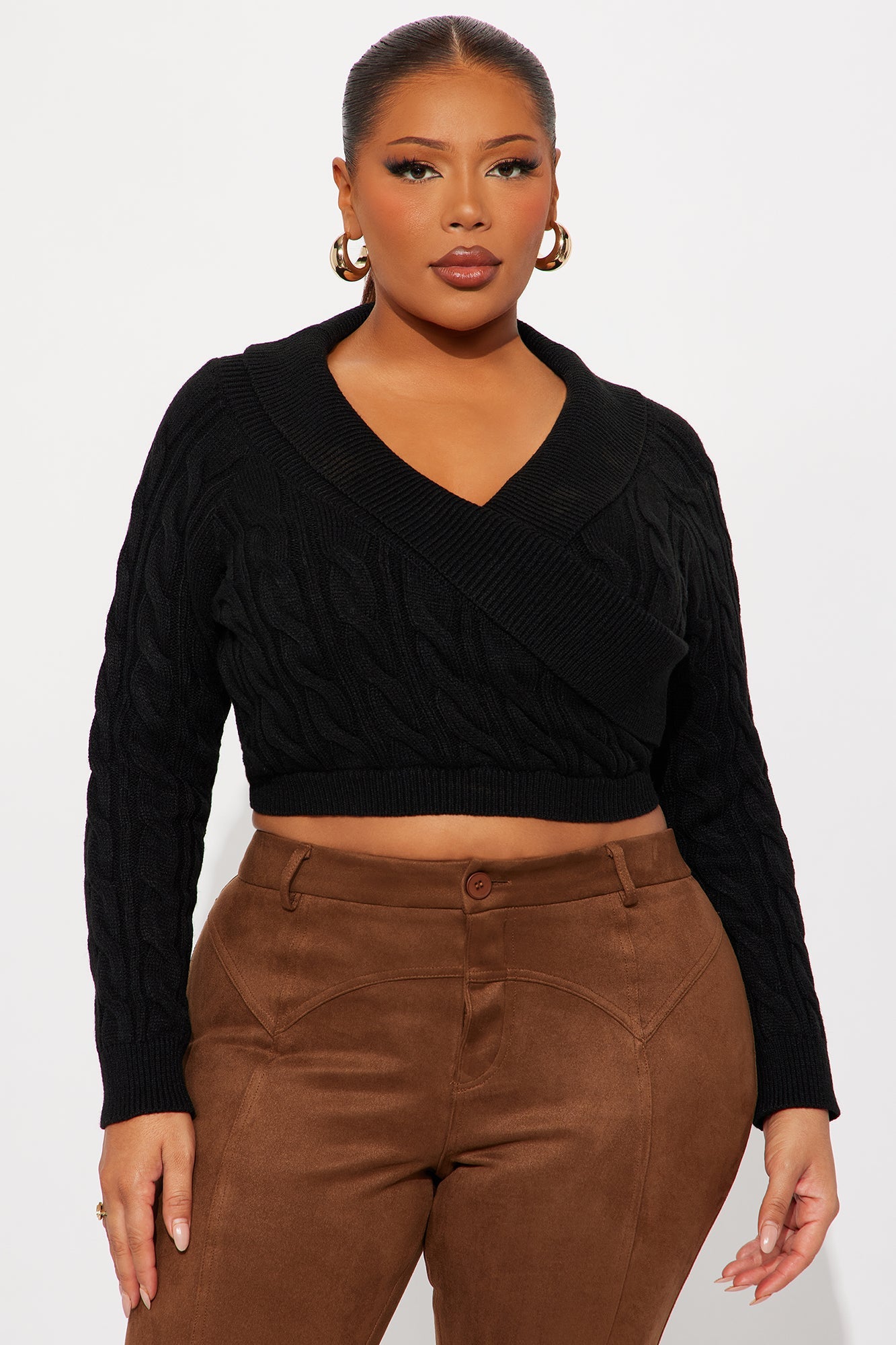Doing My Best Cropped Sweater - Black