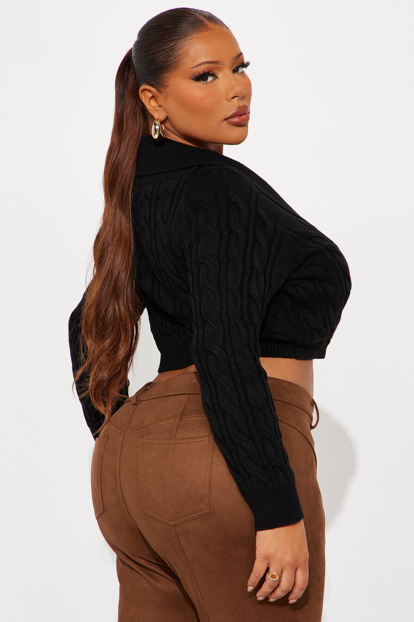 Doing My Best Cropped Sweater - Black