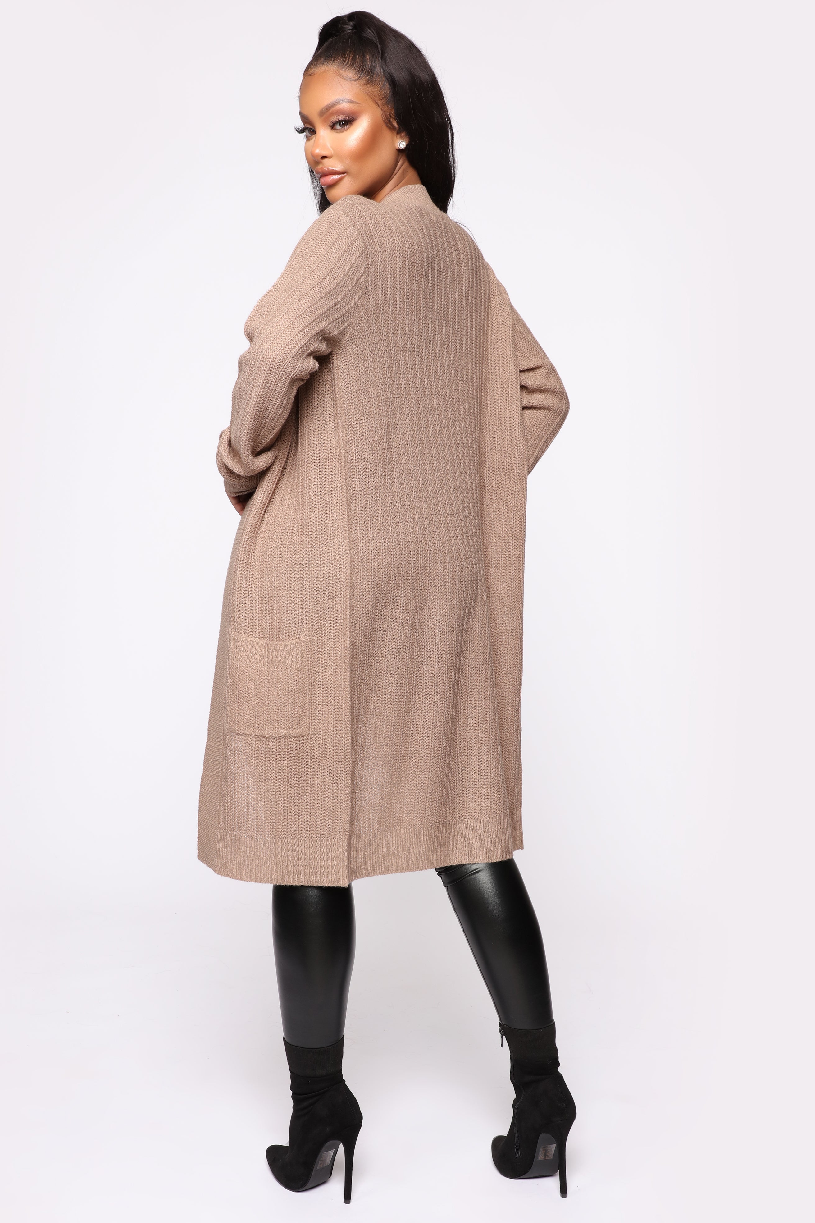 Throw It On Ribbed Cardigan - Khaki