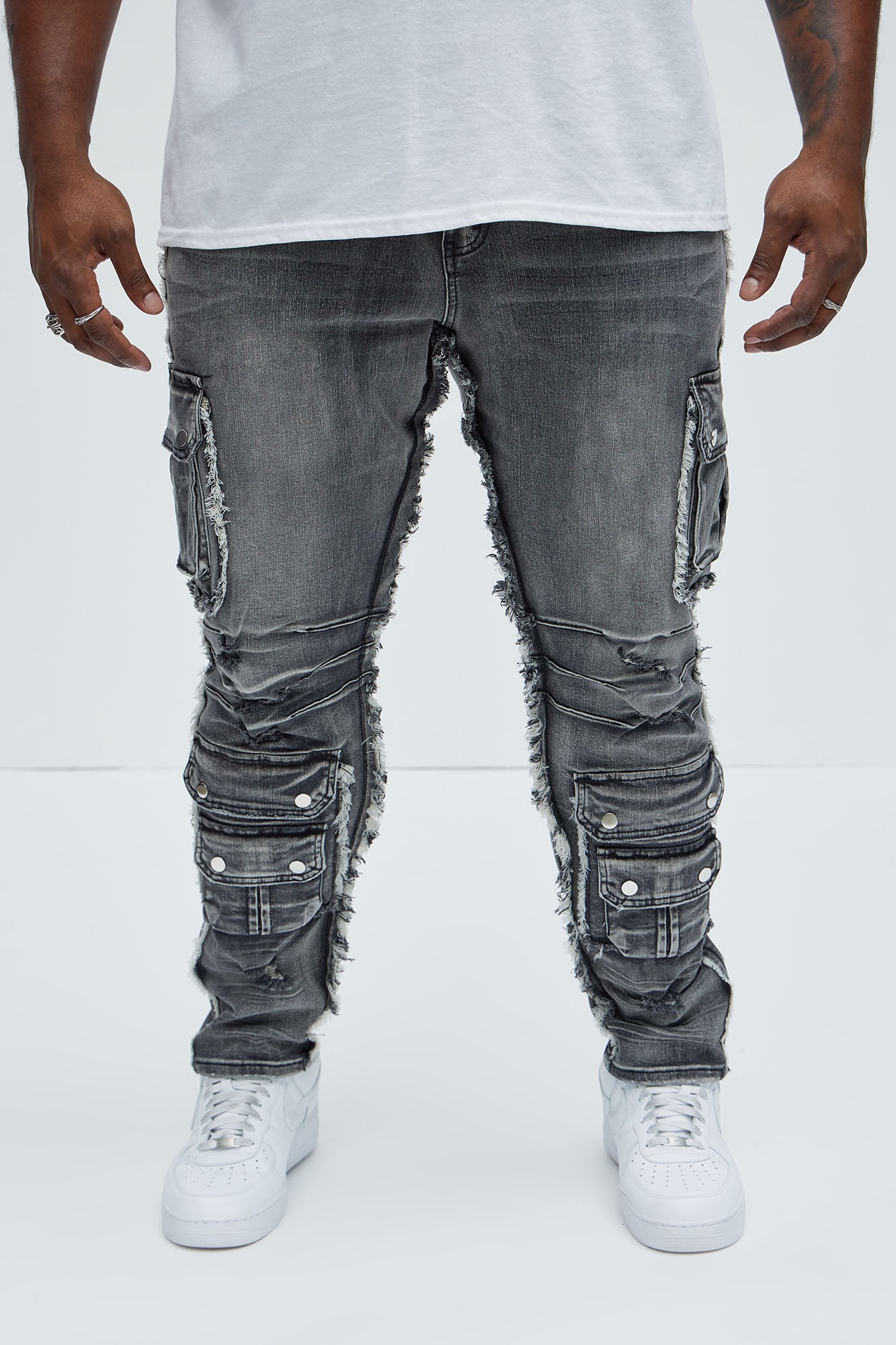 Risky Business Slim Cargo Jeans - Black Wash