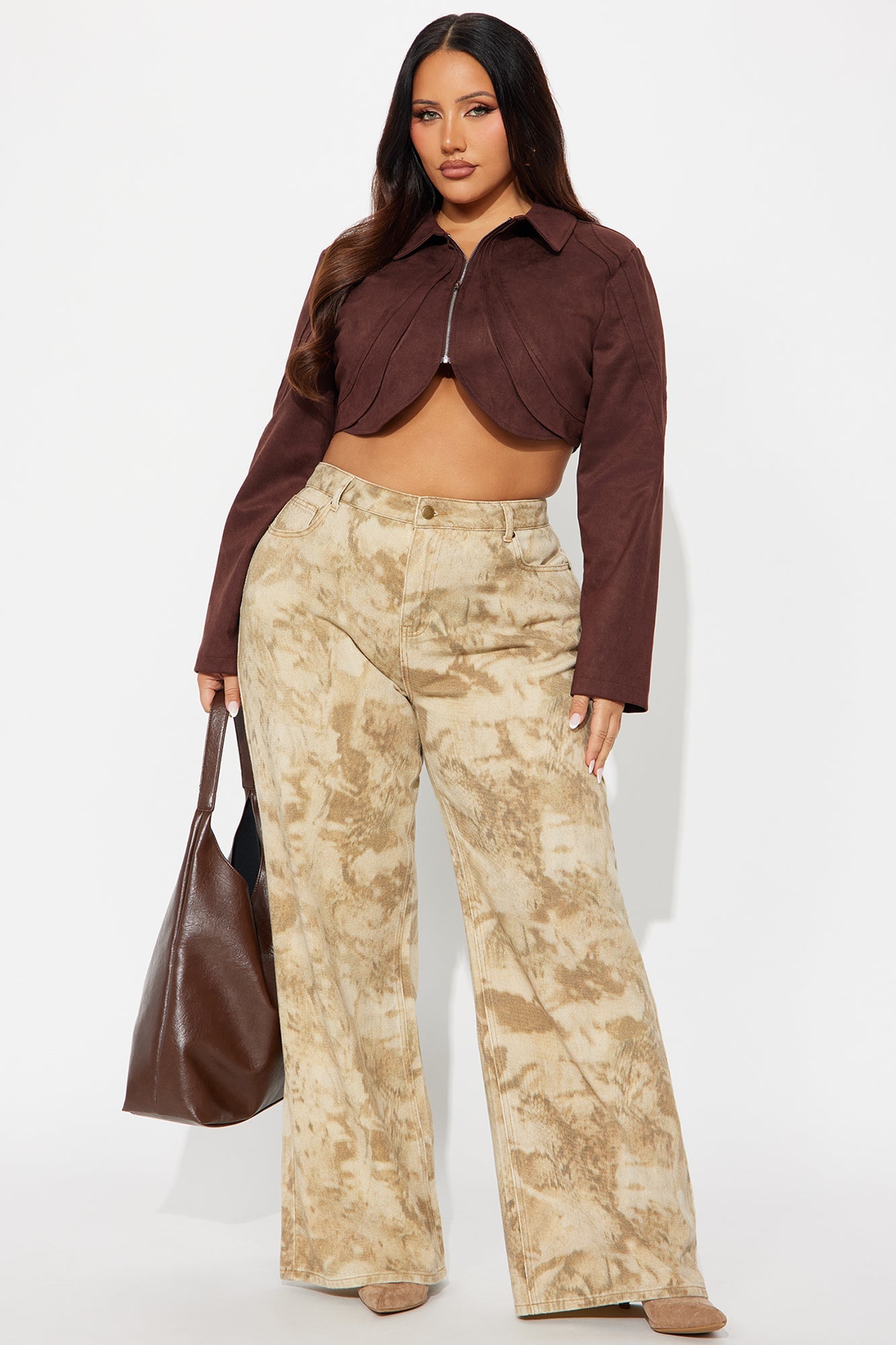 Western Swing Faux Suede Top - Chocolate